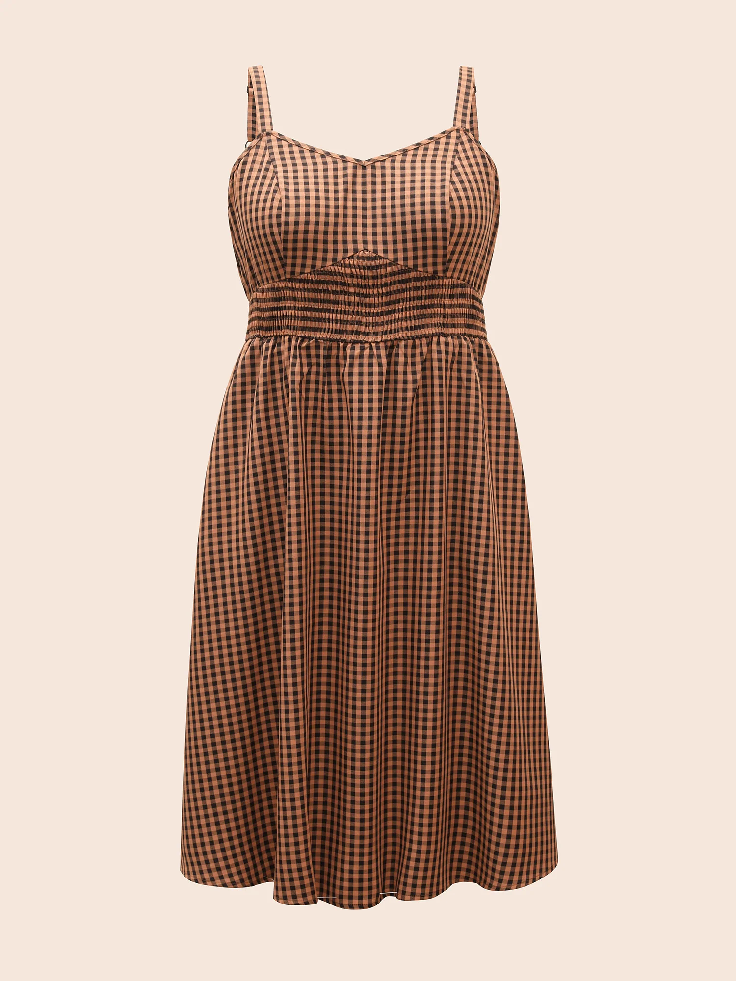 Cami Pumpkin Color Grid Waist Midi Dress - Image 7