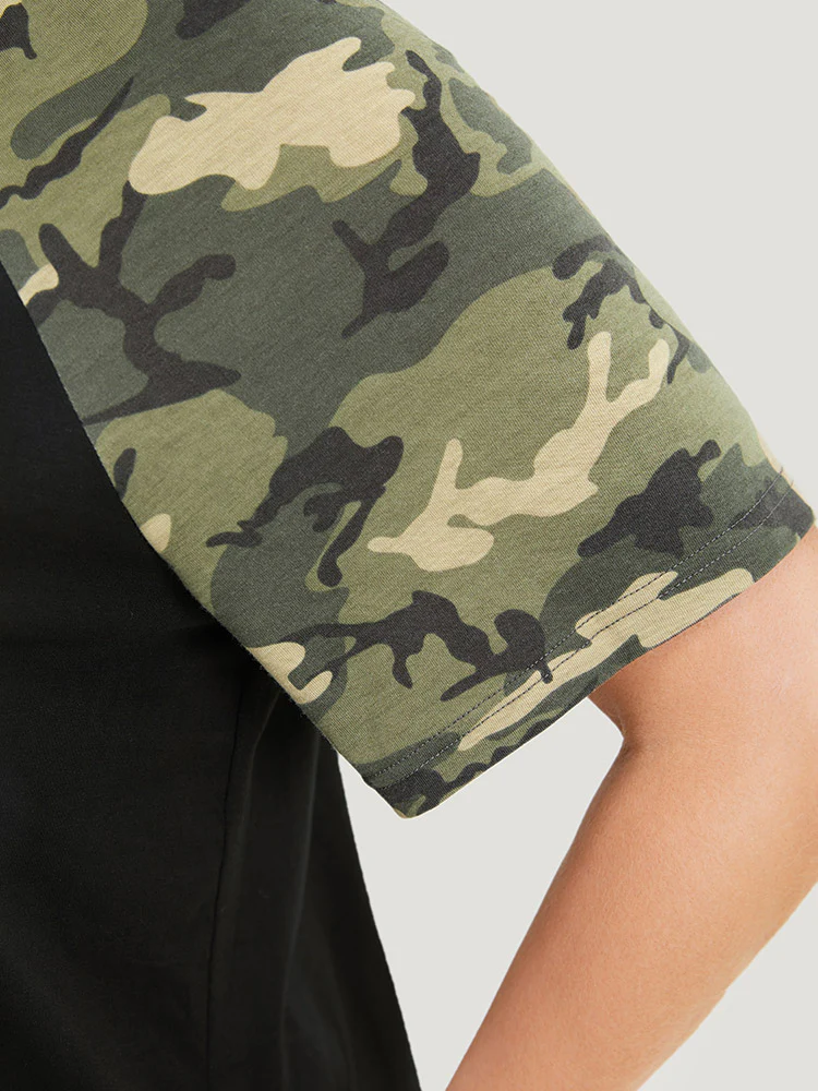 Camo Raglan Sleeve Round Neck T-shirt - Image 7