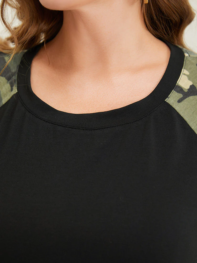 Camo Raglan Sleeve Round Neck T-shirt - Image 8