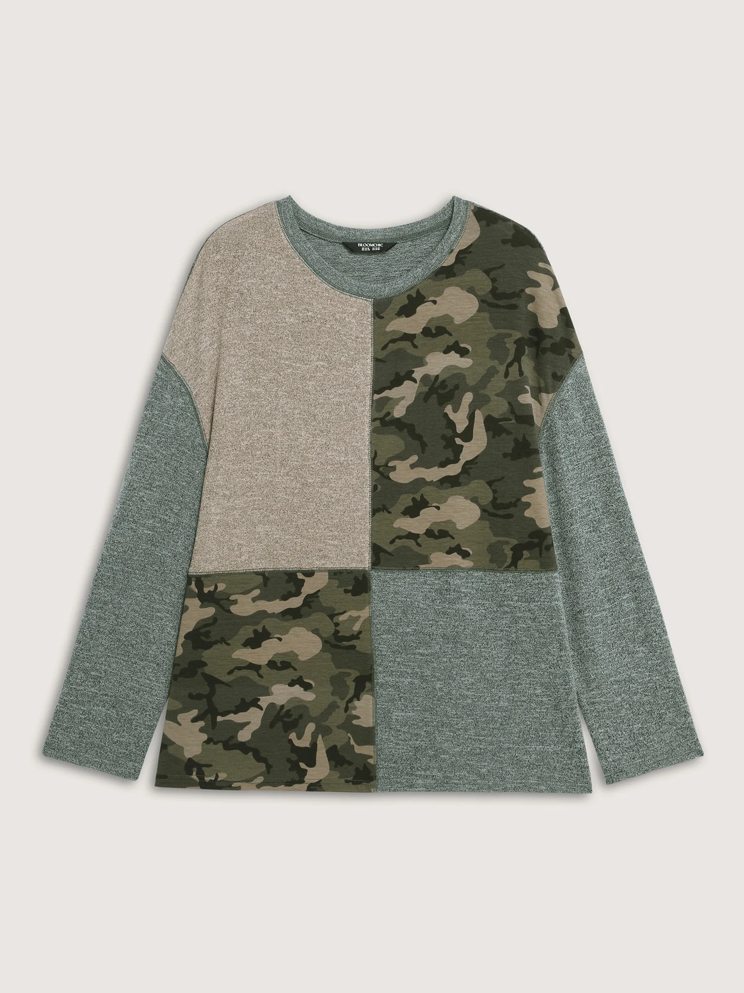 Camouflage Block Print Contrast T-Shirt - Image 6