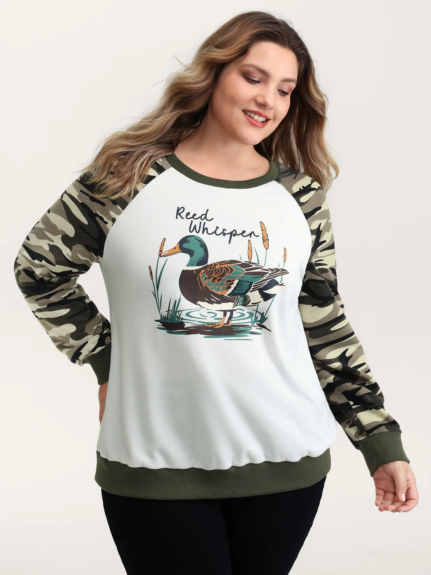 Camouflage Contrast Animal Print Sweatshirt