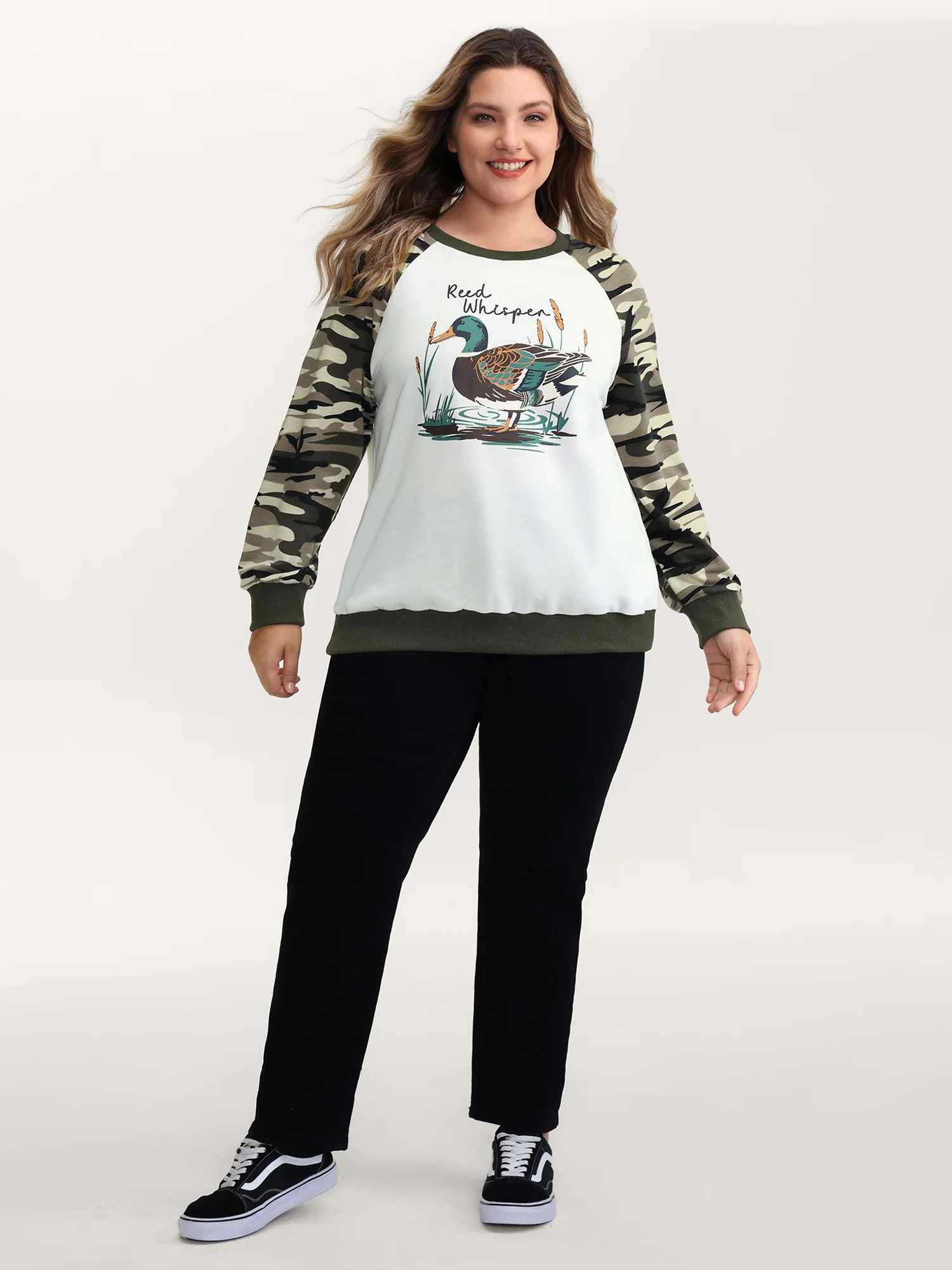 Camouflage Contrast Animal Print Sweatshirt - Image 3