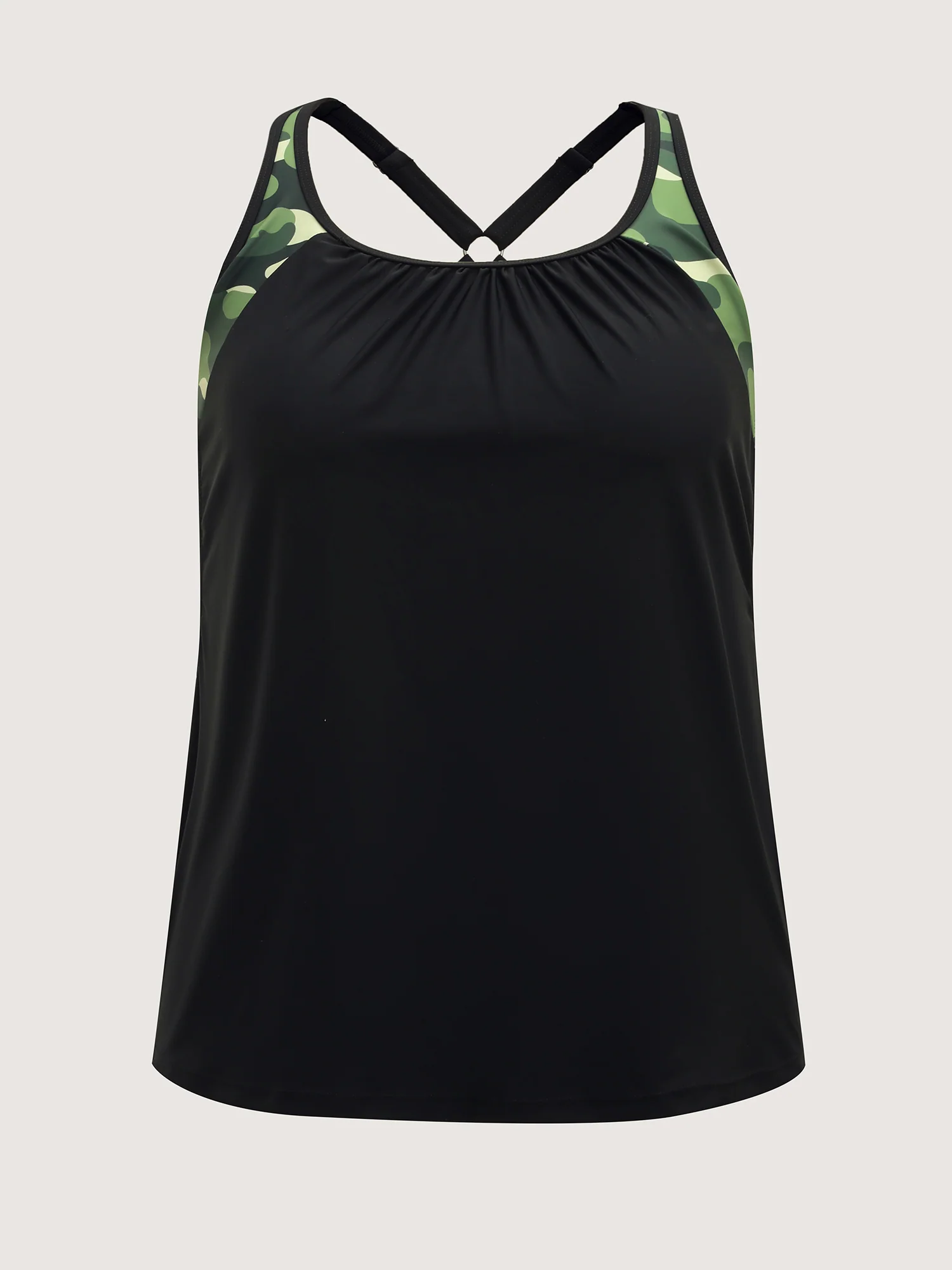 Camouflage Contrast Pleated Swim Top - Image 7