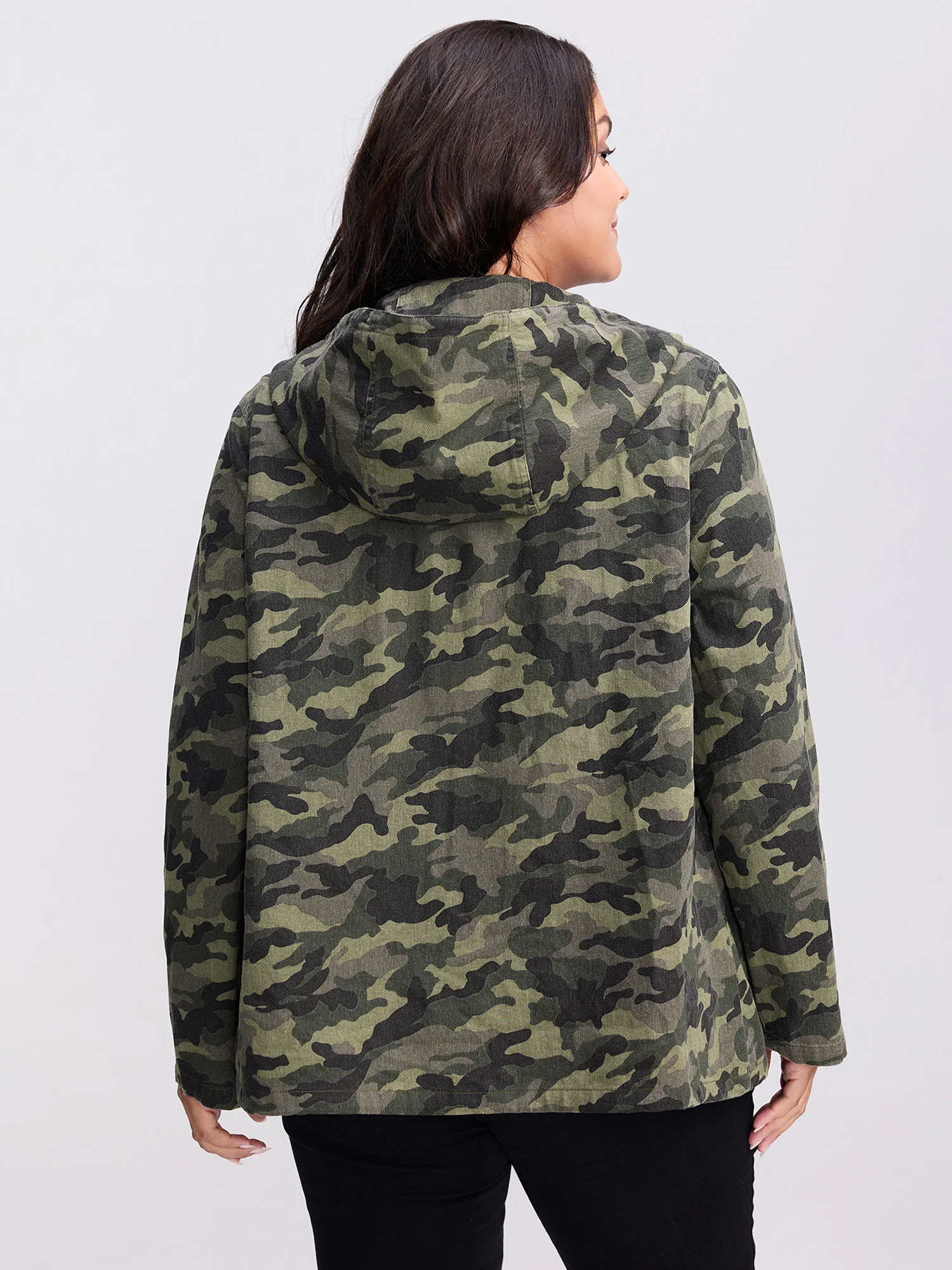 Camouflage Hooded Adjustable Hem Jacket - Image 5