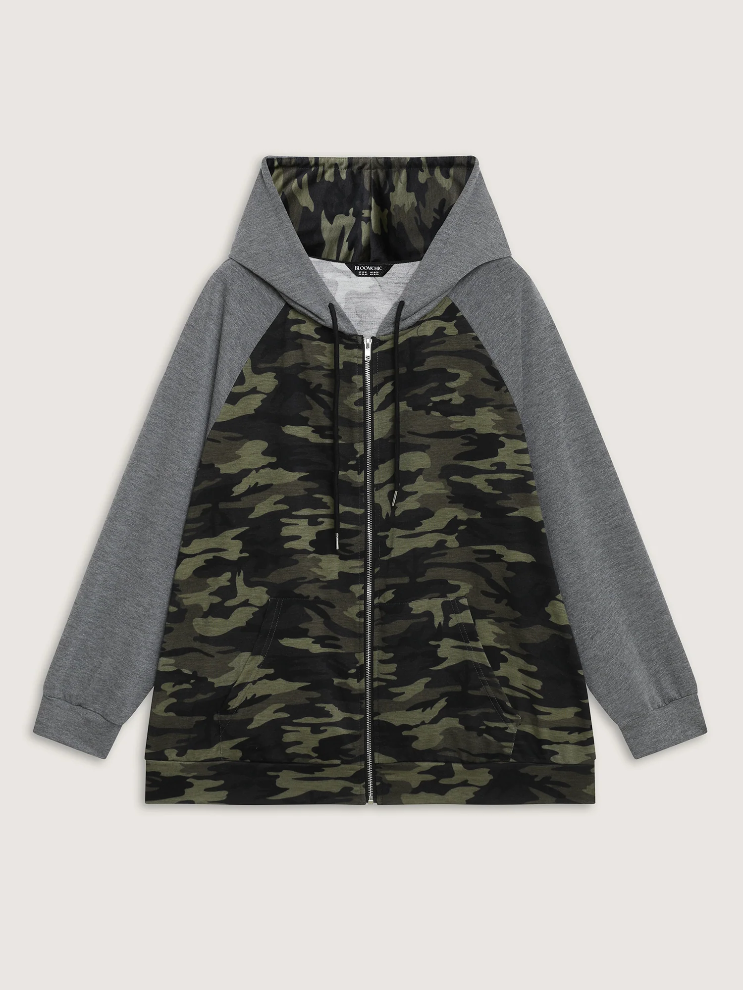 Camouflage Print Color Contrast Zipper Hoodie - Image 9