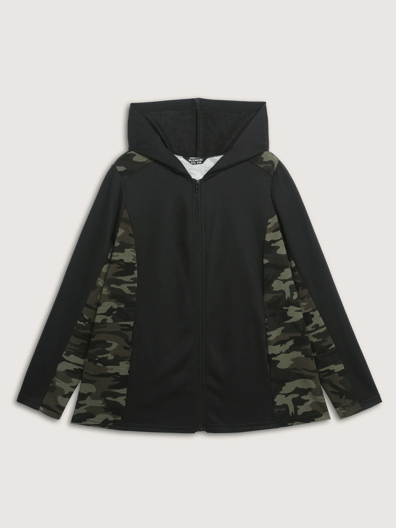 Camouflage Print Contrast Zipper Jacket - Image 9
