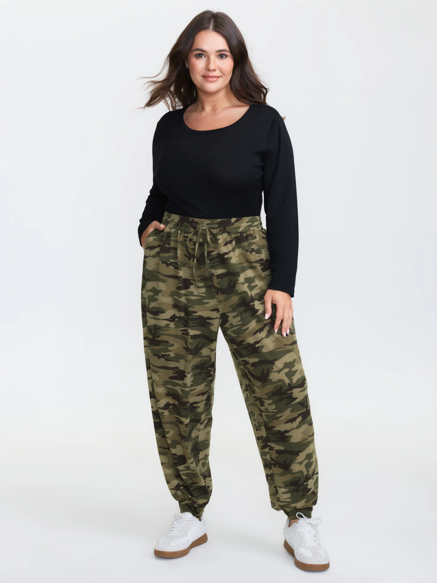 Camouflage Print Drawstring Stretchy Pants - Image 2