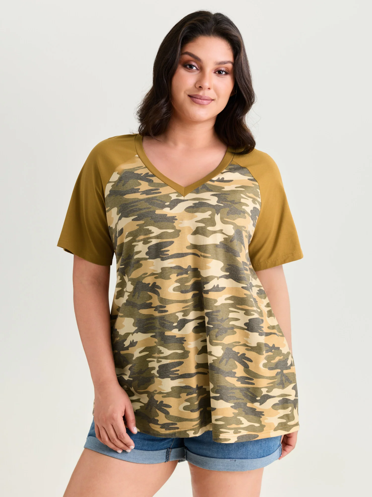 Camouflage Print Raglan Sleeve T-Shirt - Image 18