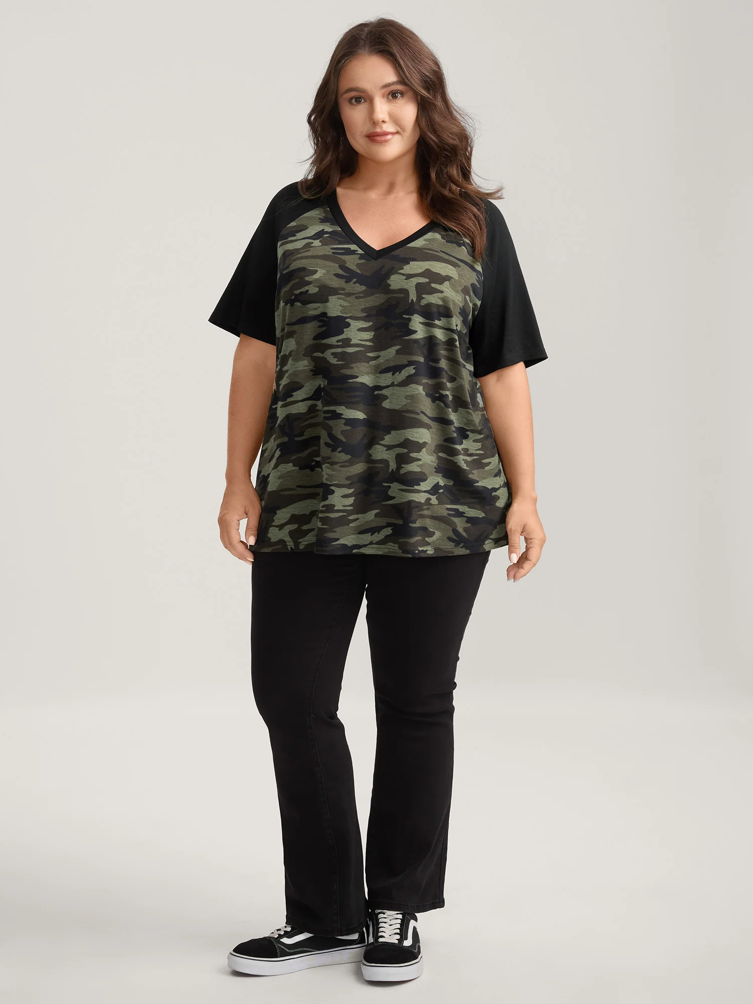 Camouflage Print Raglan Sleeve T-Shirt - Image 3