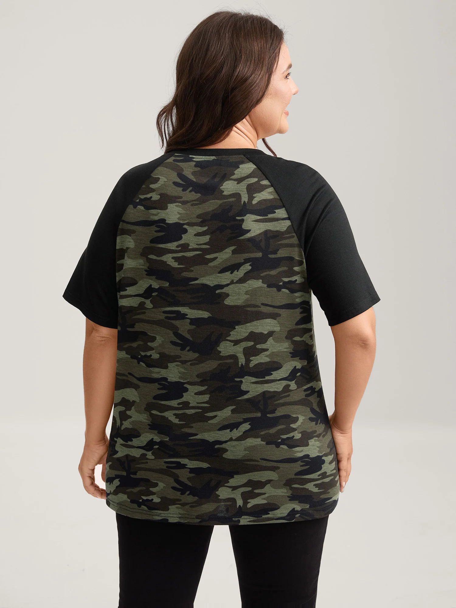 Camouflage Print Raglan Sleeve T-Shirt - Image 4