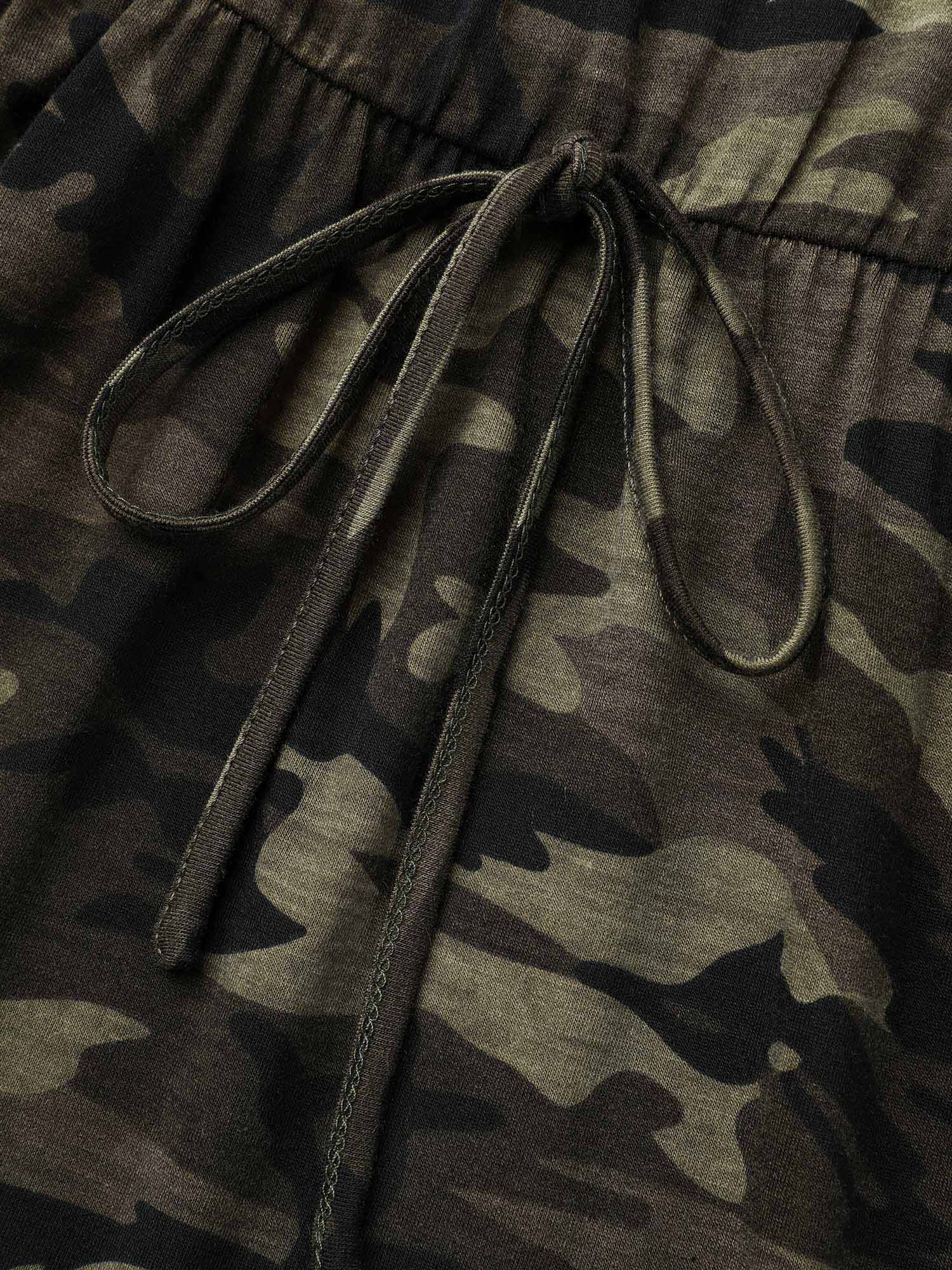 Camouflage Print Round Neck Pockets Midi Dress - Image 7