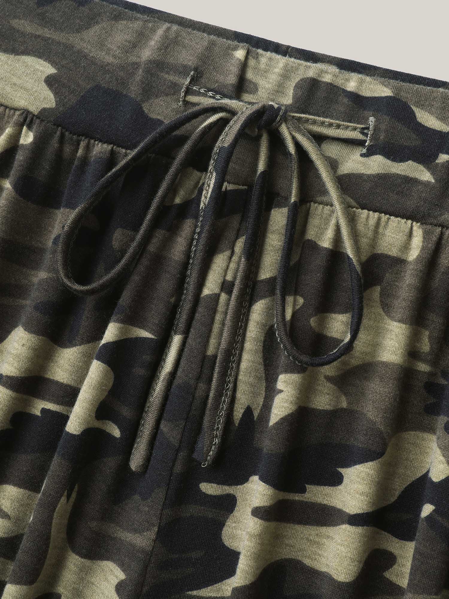 Camouflage Tie-Waist Wide-Leg Capri Pants - Image 7