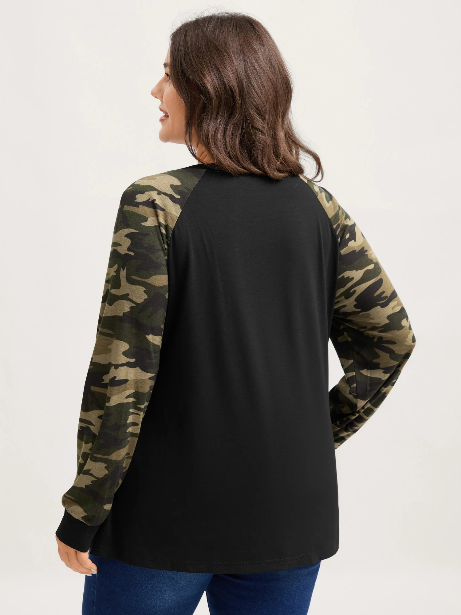 Camouflage Raglan Sleeve Round Neck T-Shirt - Image 4