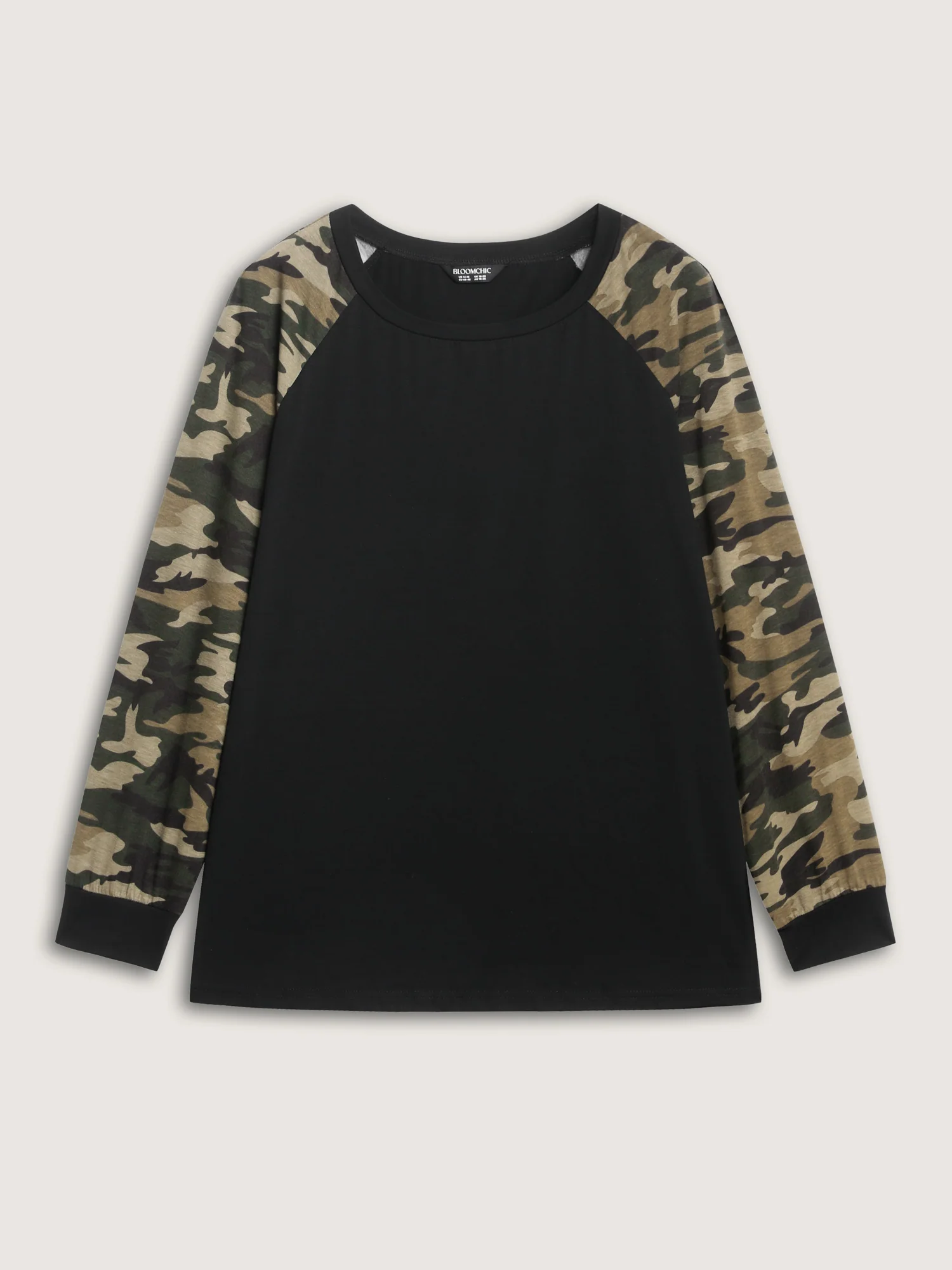 Camouflage Raglan Sleeve Round Neck T-Shirt - Image 7