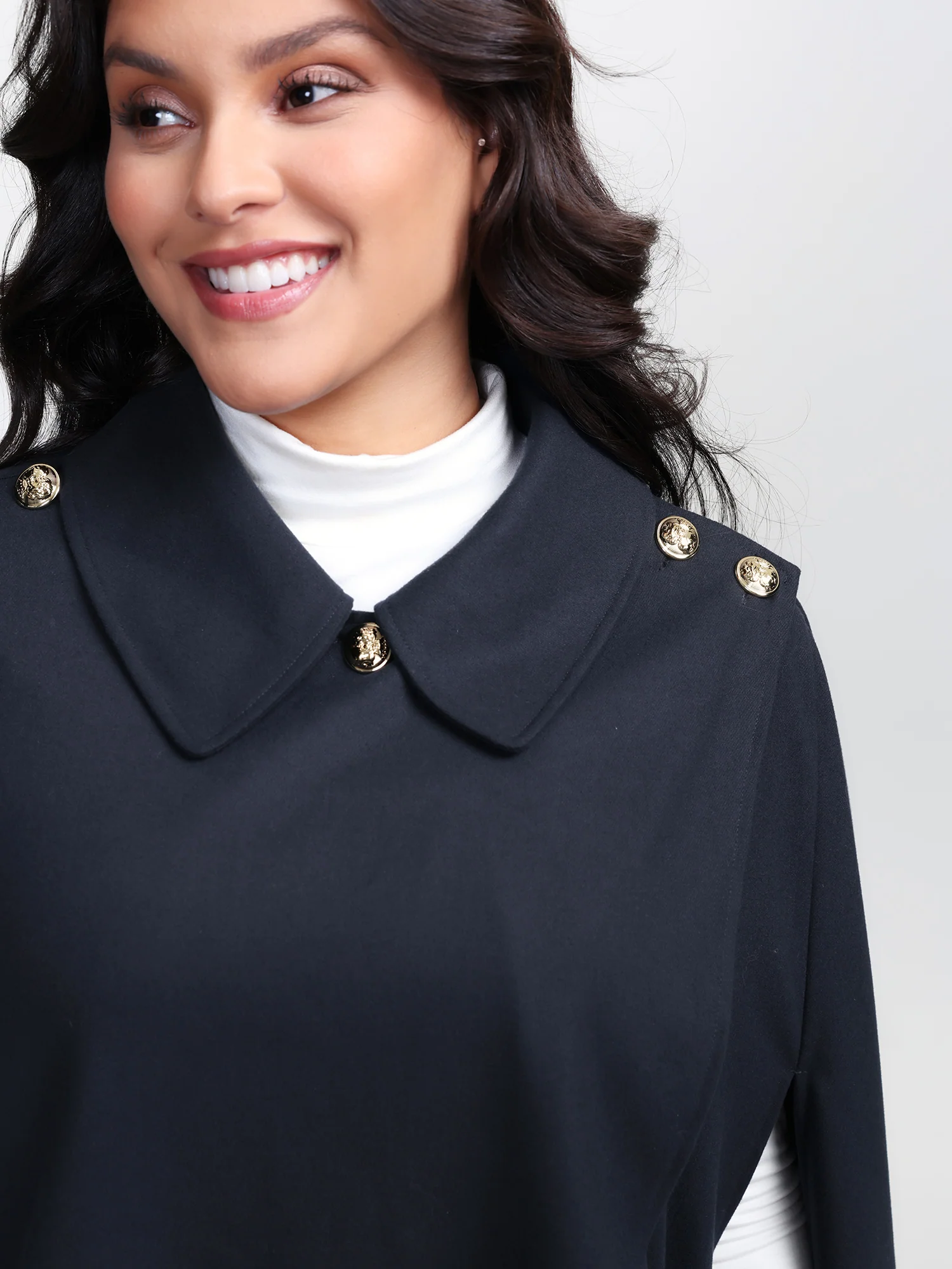 Cape Button Wrap Coat - Image 2