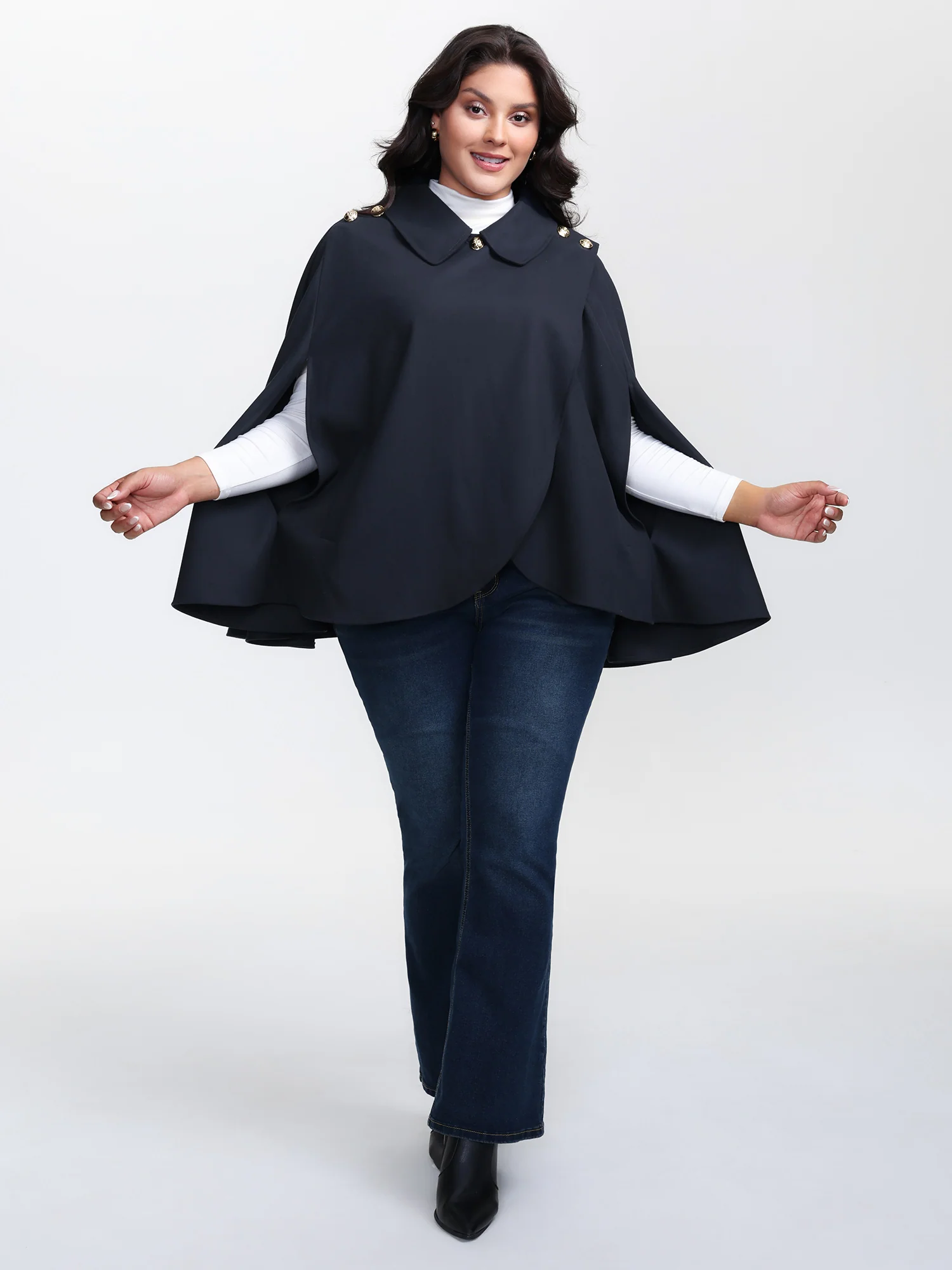 Cape Button Wrap Coat - Image 3