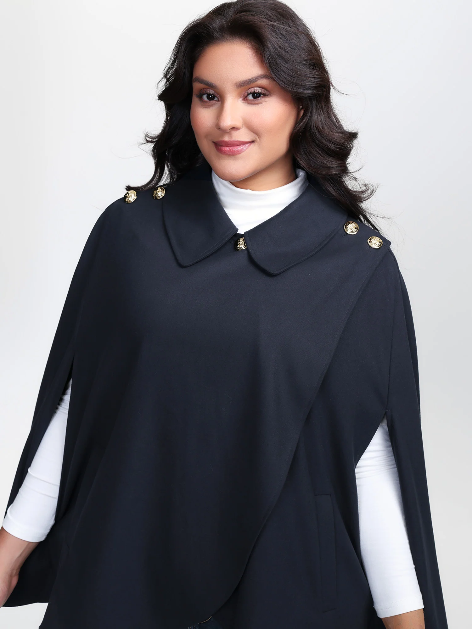 Cape Button Wrap Coat - Image 4