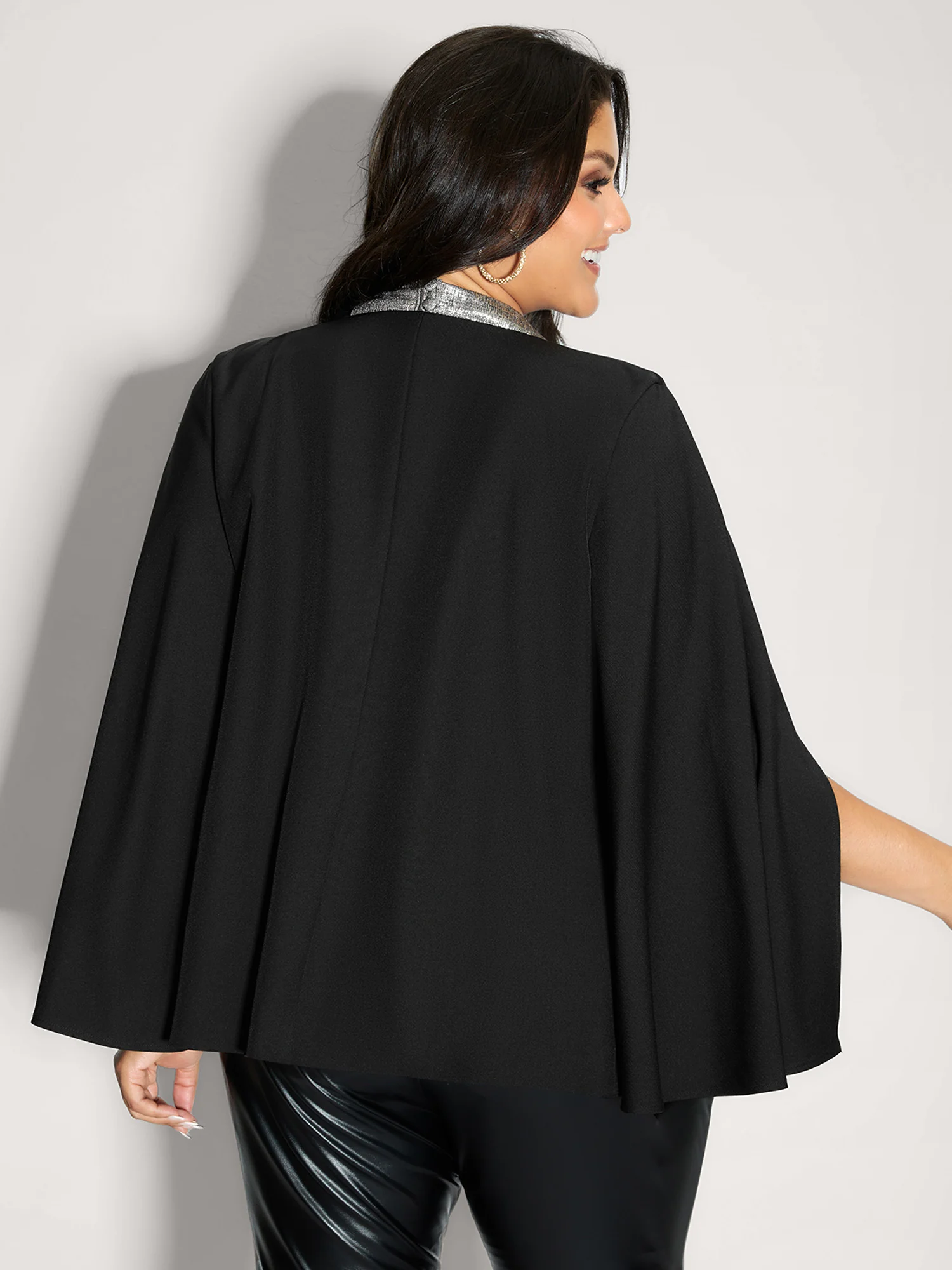 Cape Style Buttons V-Neck Blazer - Image 4