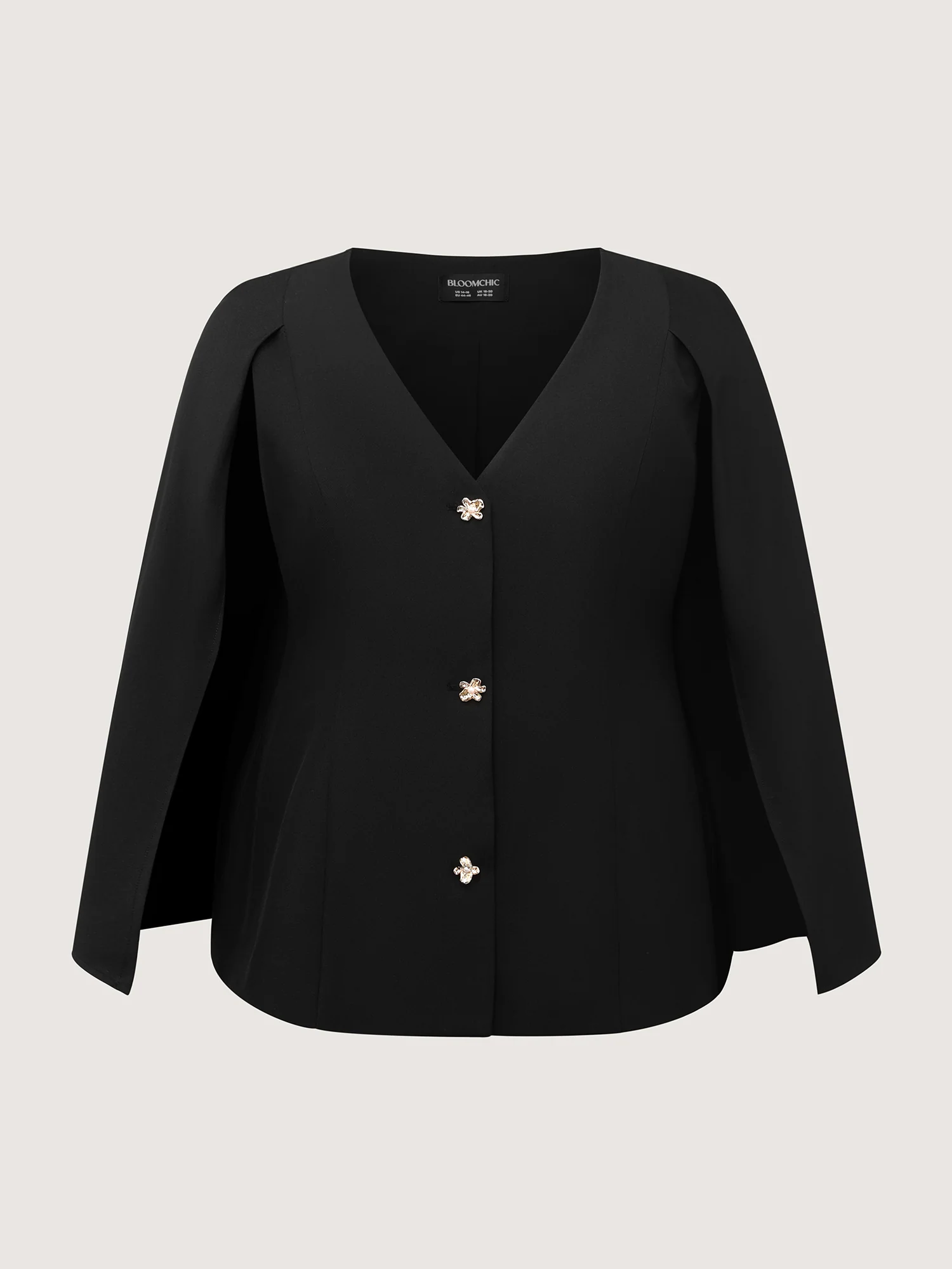 Cape Style Buttons V-Neck Blazer - Image 7