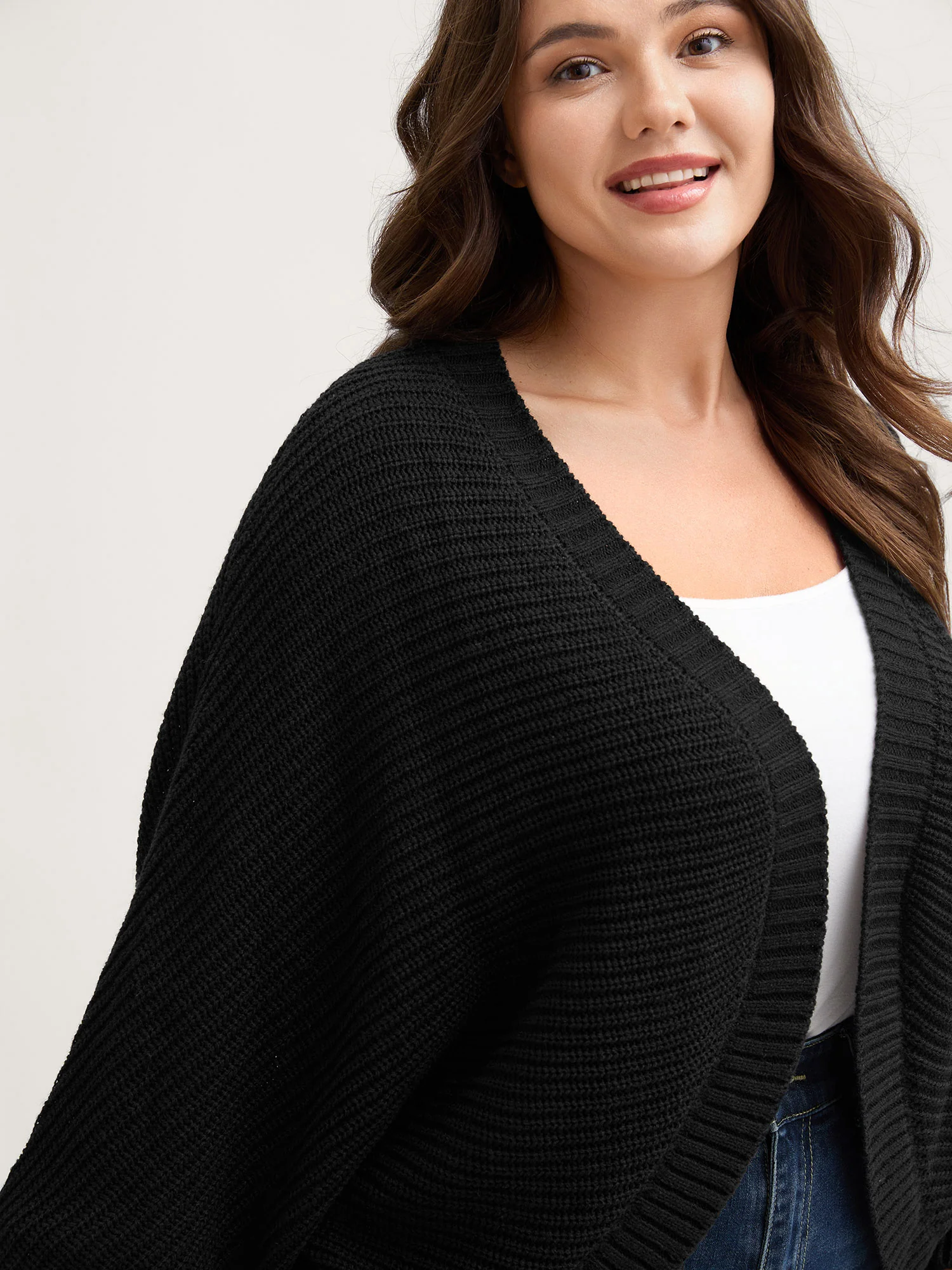 Cape Style Dolman Sleeve Knit Cardigan - Image 2