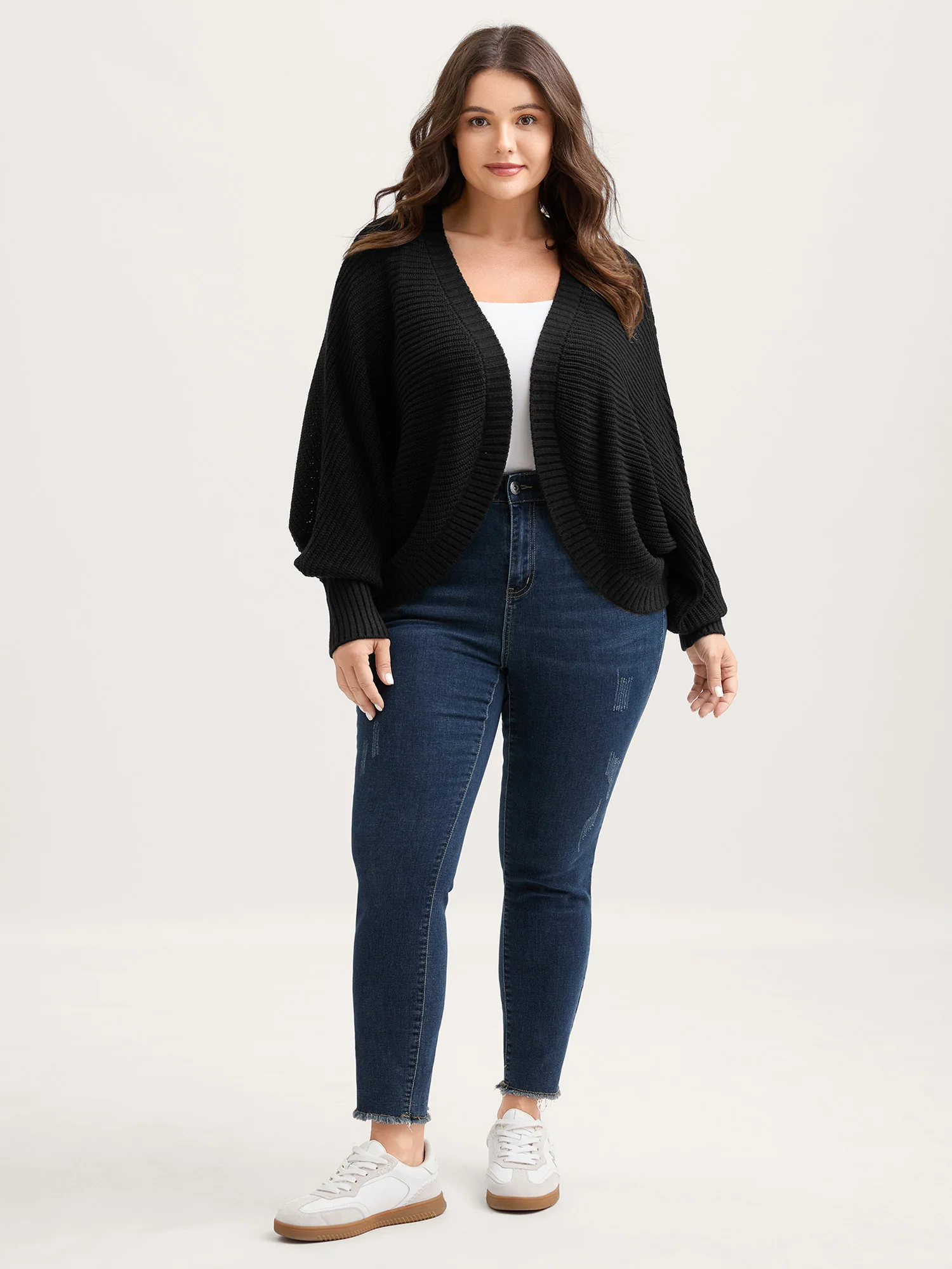 Cape Style Dolman Sleeve Knit Cardigan - Image 3