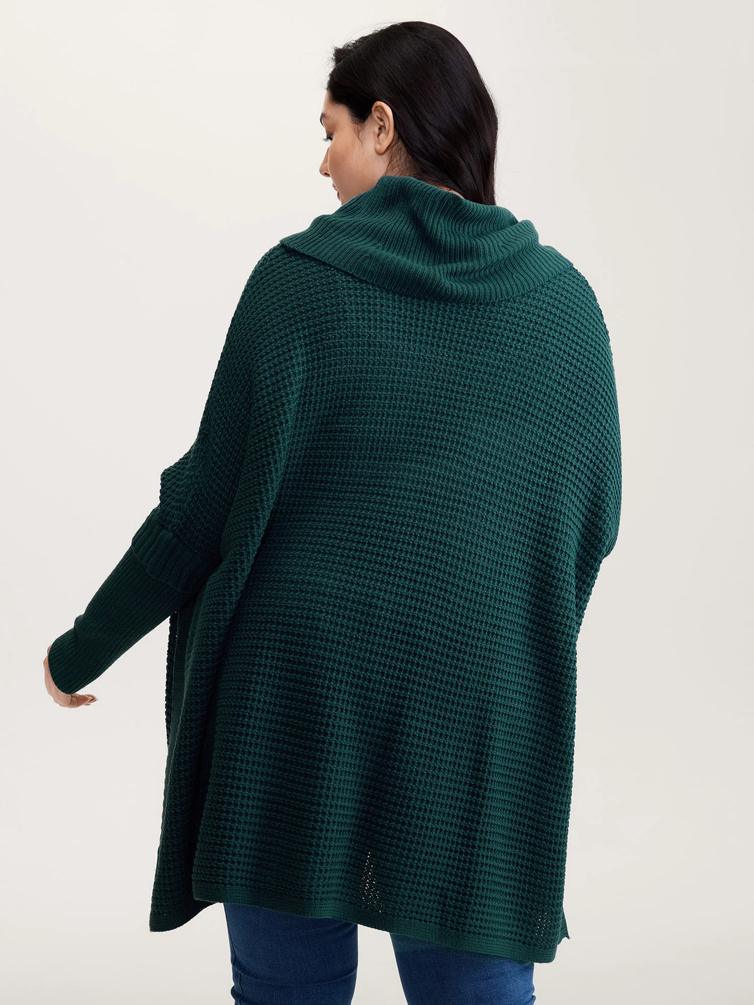 Cape-Style Turtleneck Textured Pullover - Image 4
