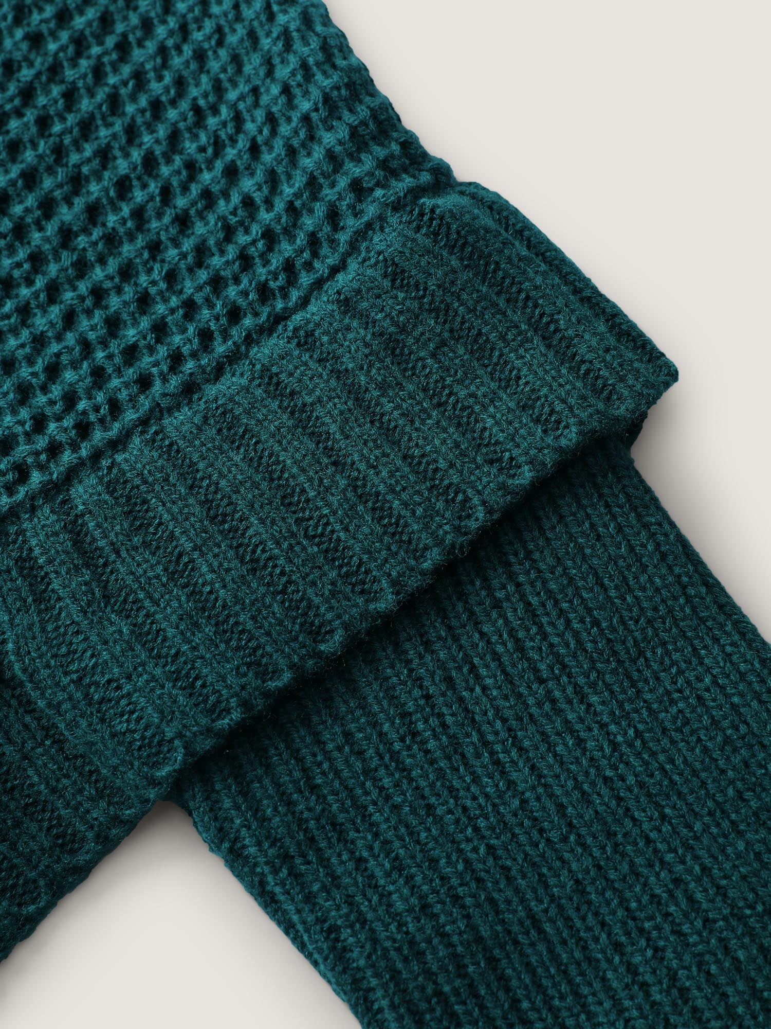 Cape-Style Turtleneck Textured Pullover - Image 5