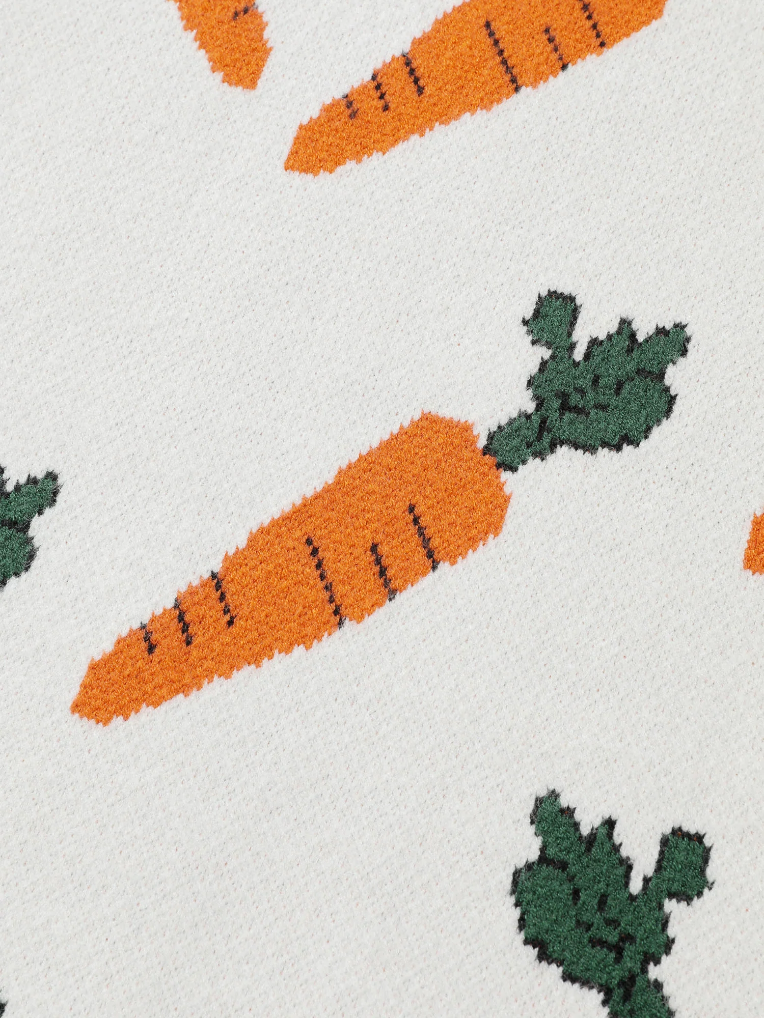 Carrot Pattern Round Neck Ribbed Pullover - Image 5