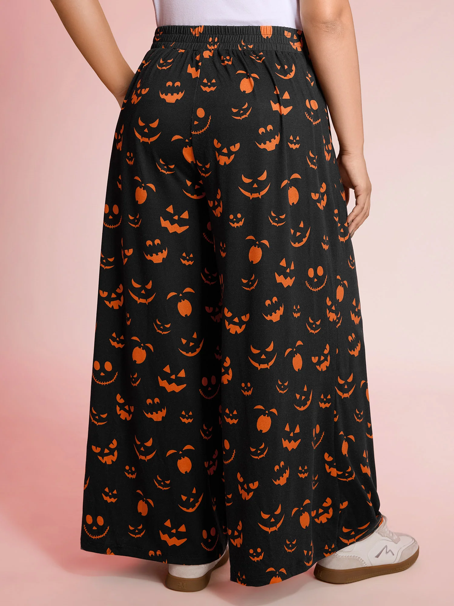 Carved Pumpkin Halloween Wide-Leg Pants - Image 5