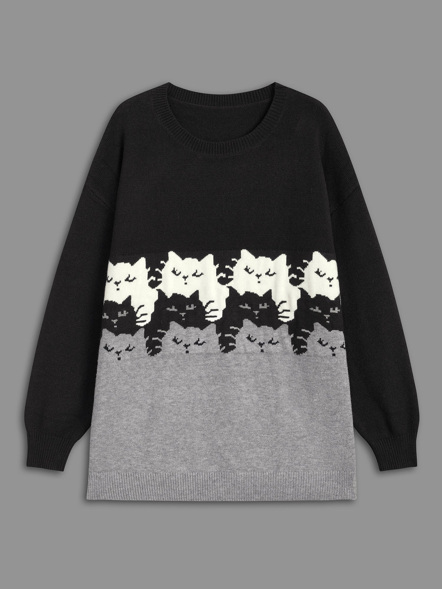 Cat Contrast Drop Shoulder Pullover - Image 12