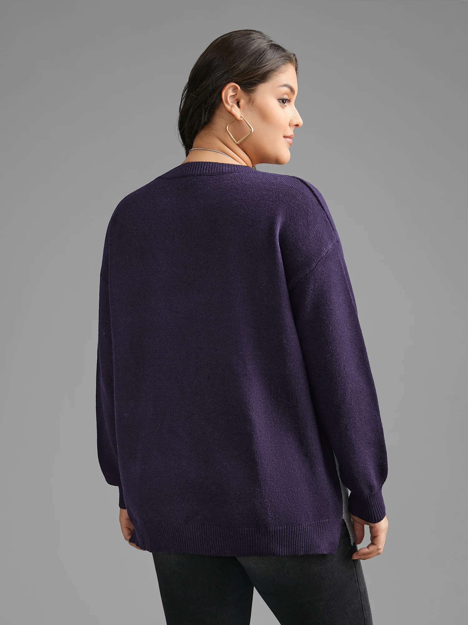 Cat Contrast Drop Shoulder Pullover - Image 2