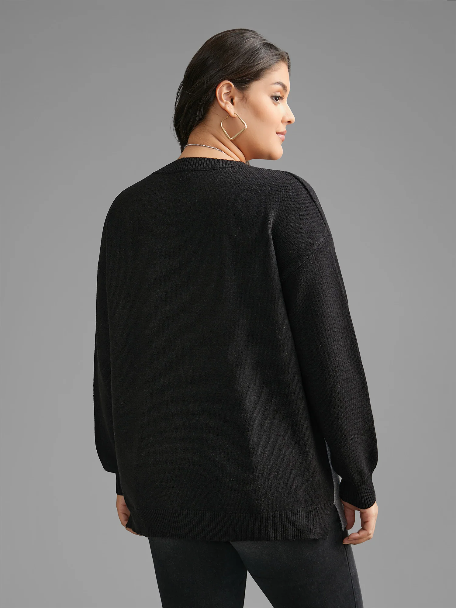 Cat Contrast Drop Shoulder Pullover - Image 6