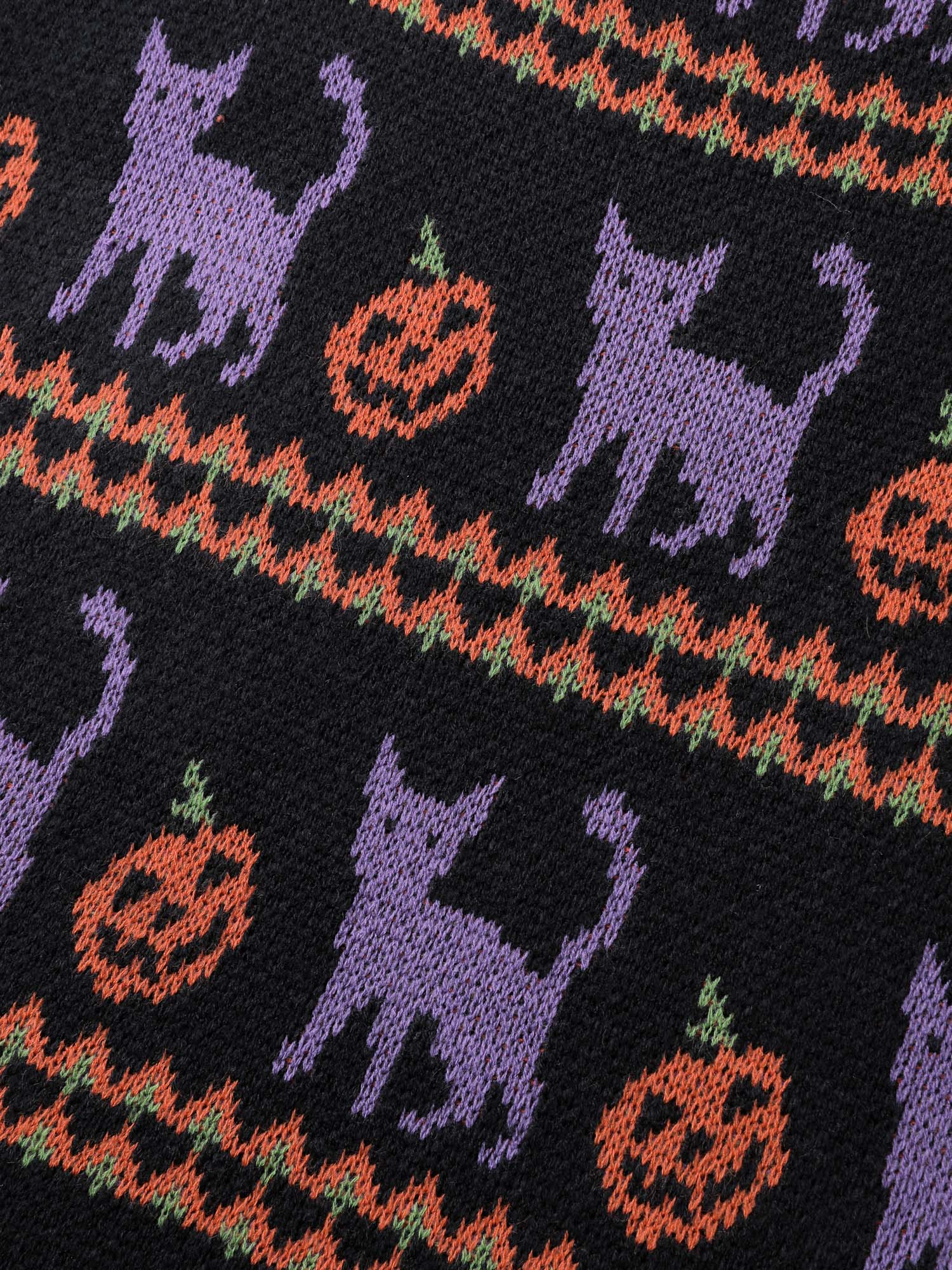 Cat Halloween Print Cozy Pullover - Image 5