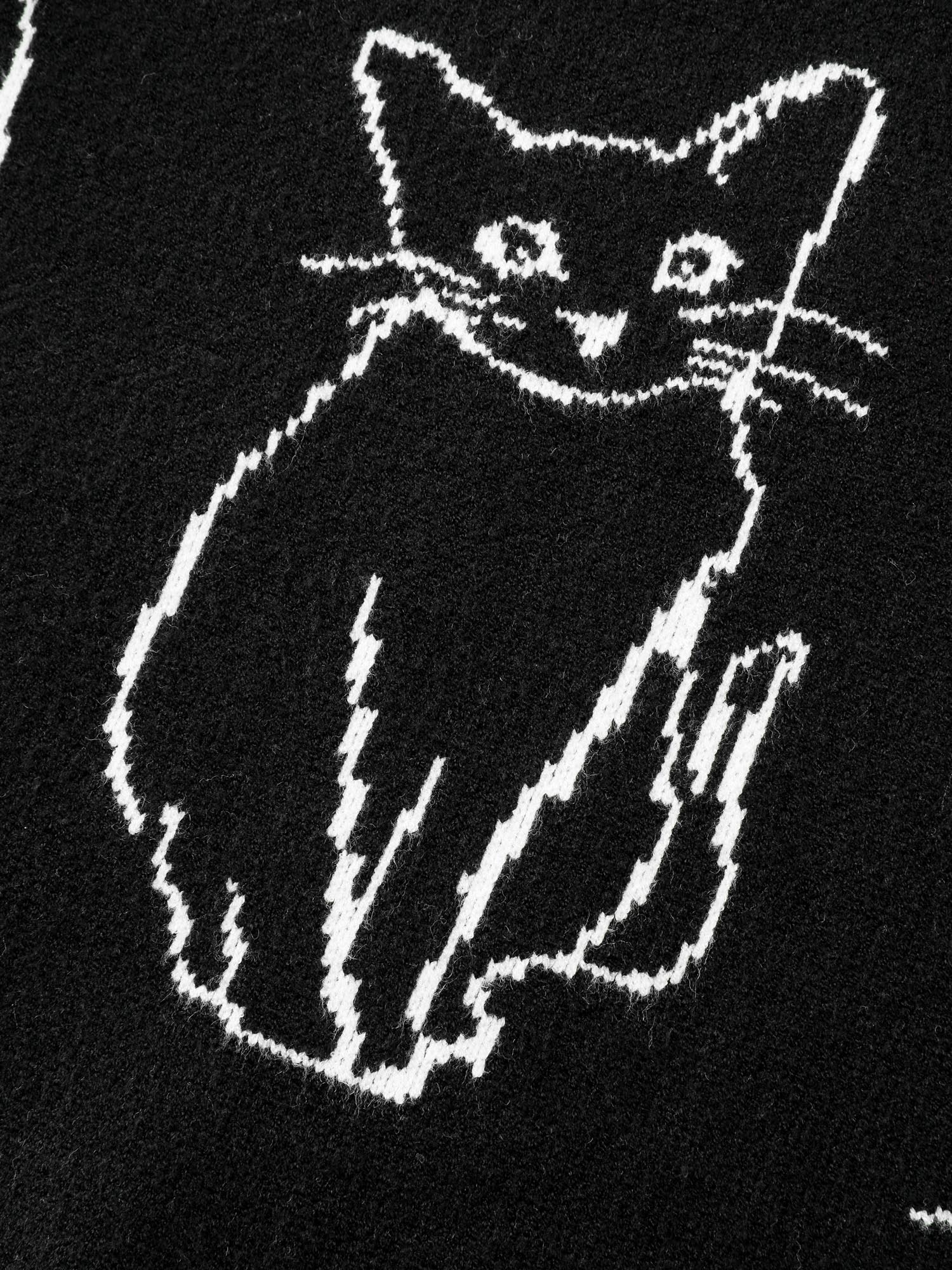 Cat Jacquard Pattern Drop Shoulder Pullover - Image 6