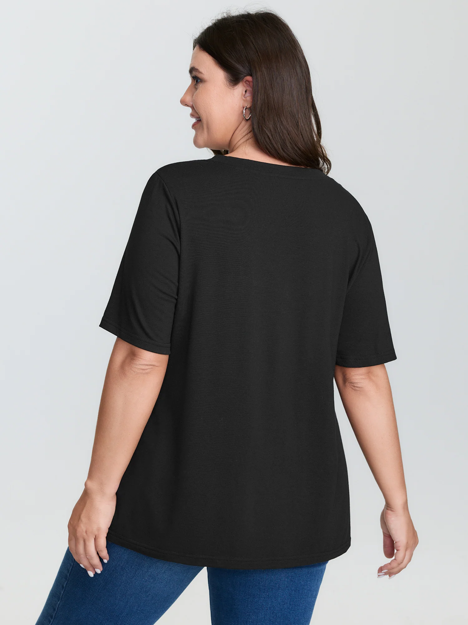 Cat Mother Motif Embroidery T-Shirt - Image 4