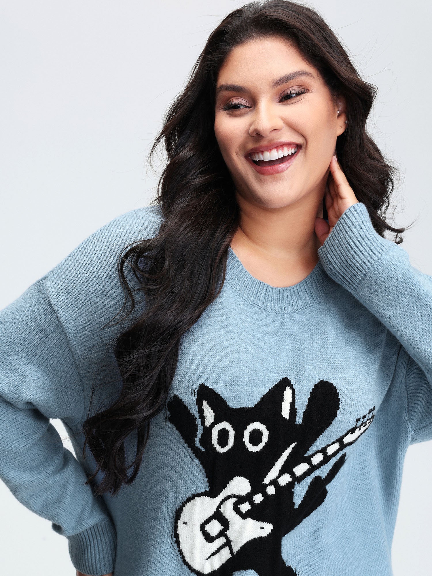 Cat Pattern Jacquard Pullover - Image 2