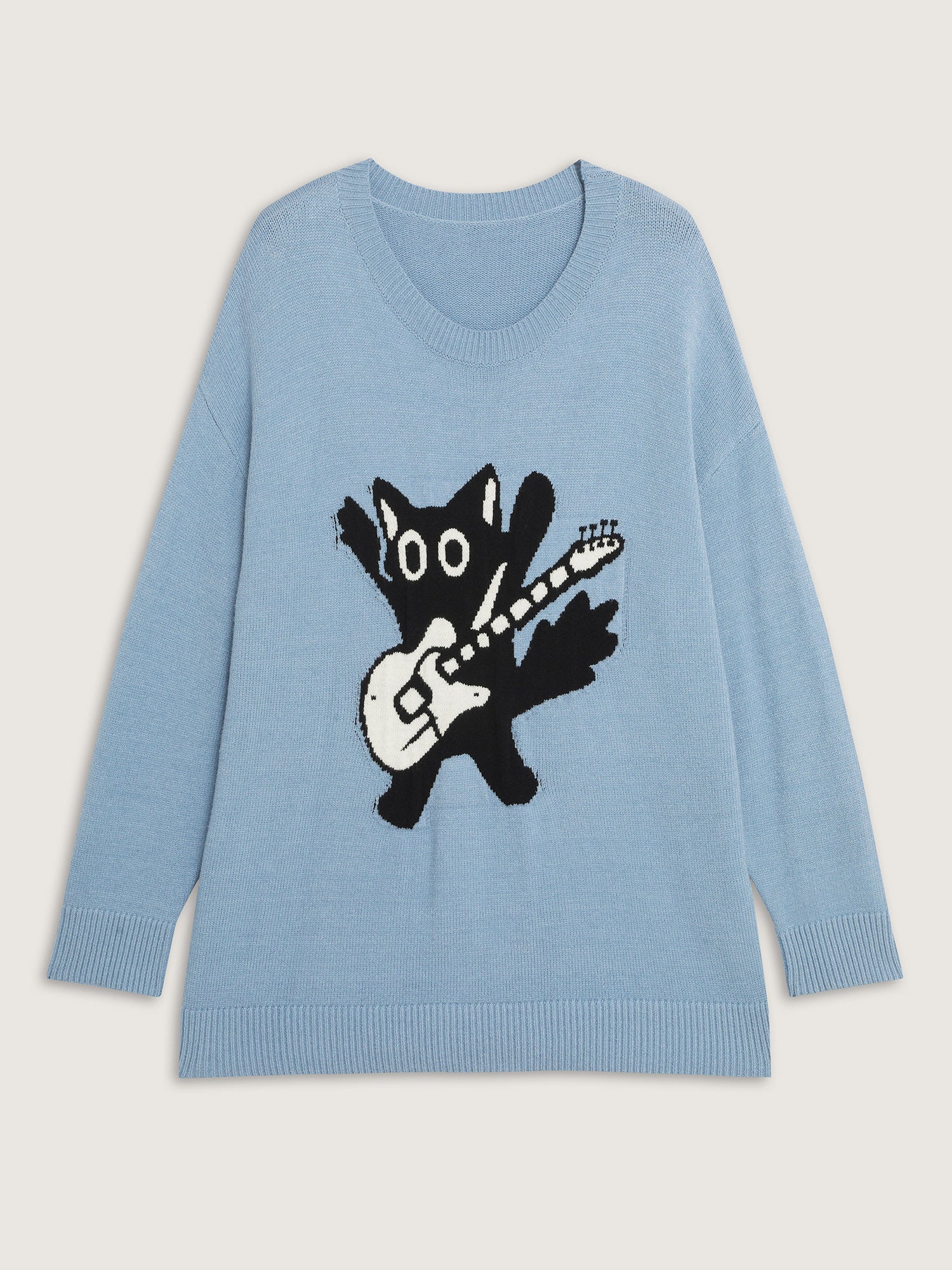Cat Pattern Jacquard Pullover - Image 5
