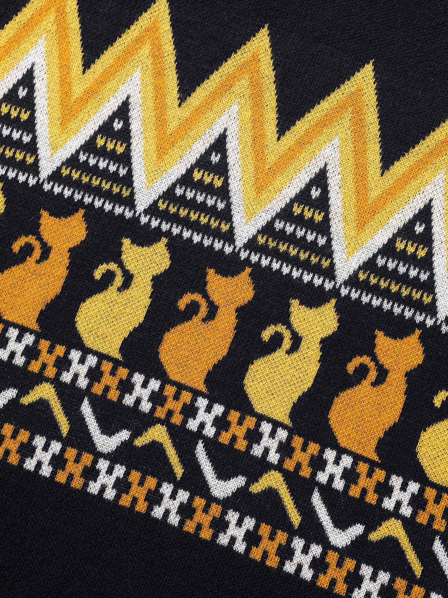 Cat Printed Jacquard Fair Isle Pullover - Image 6