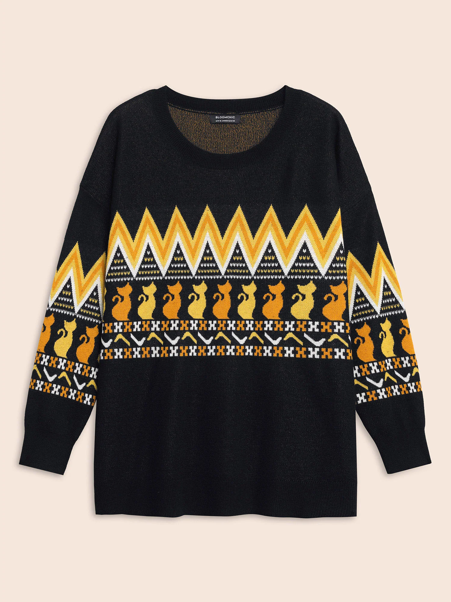 Cat Printed Jacquard Fair Isle Pullover - Image 8