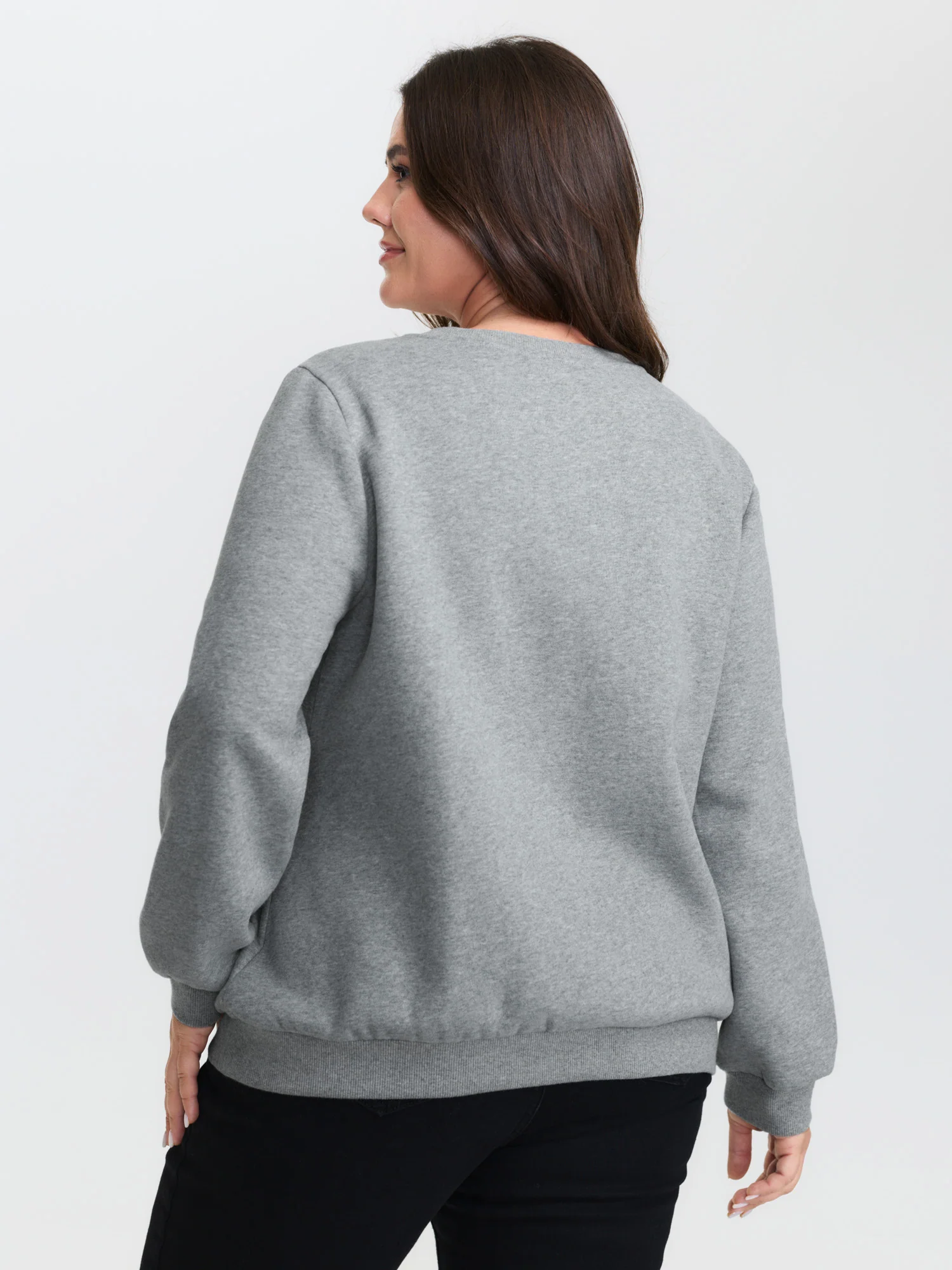 Cat Towel Embroidery Fleece Lined Sweatshirt - Image 4