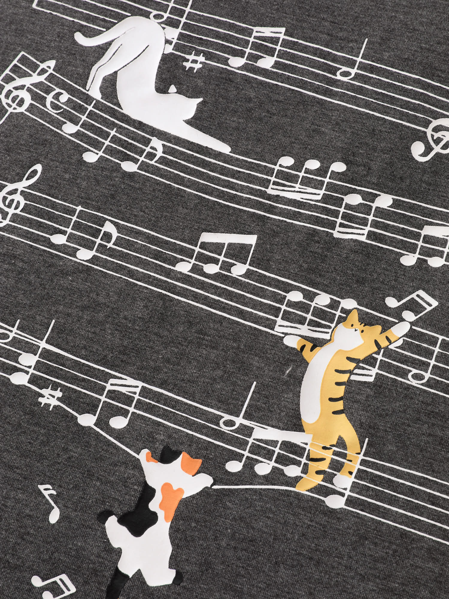 Cat Tunes Print Stretchy T-Shirt - Image 6