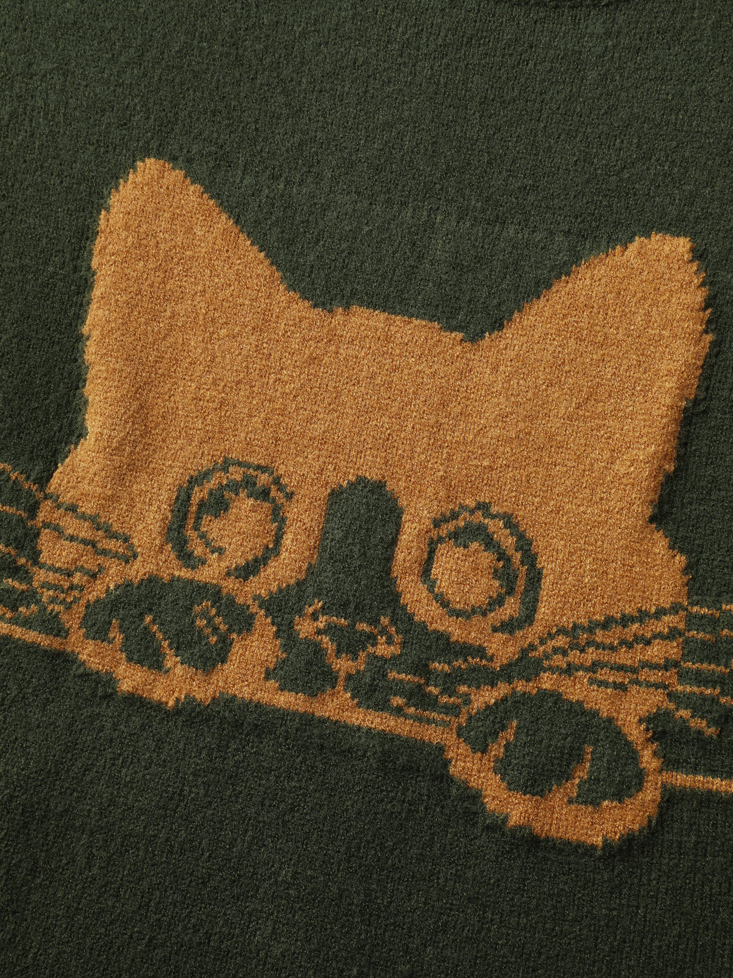 Cat Wavy Print Jacquard Contrast Pullover - Image 5
