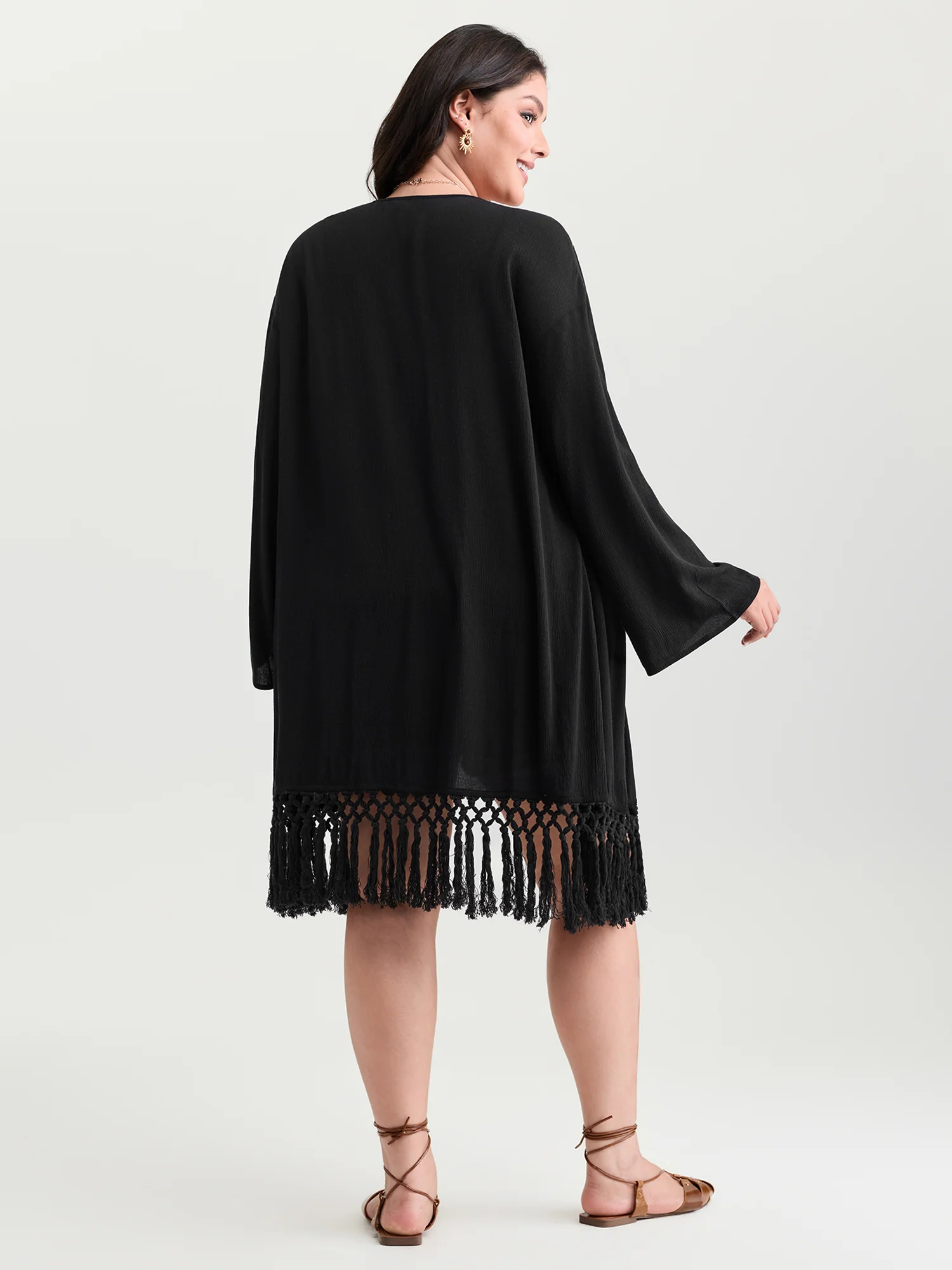 Celestial Embroidery Tassel Hem Cover-Up - Image 4