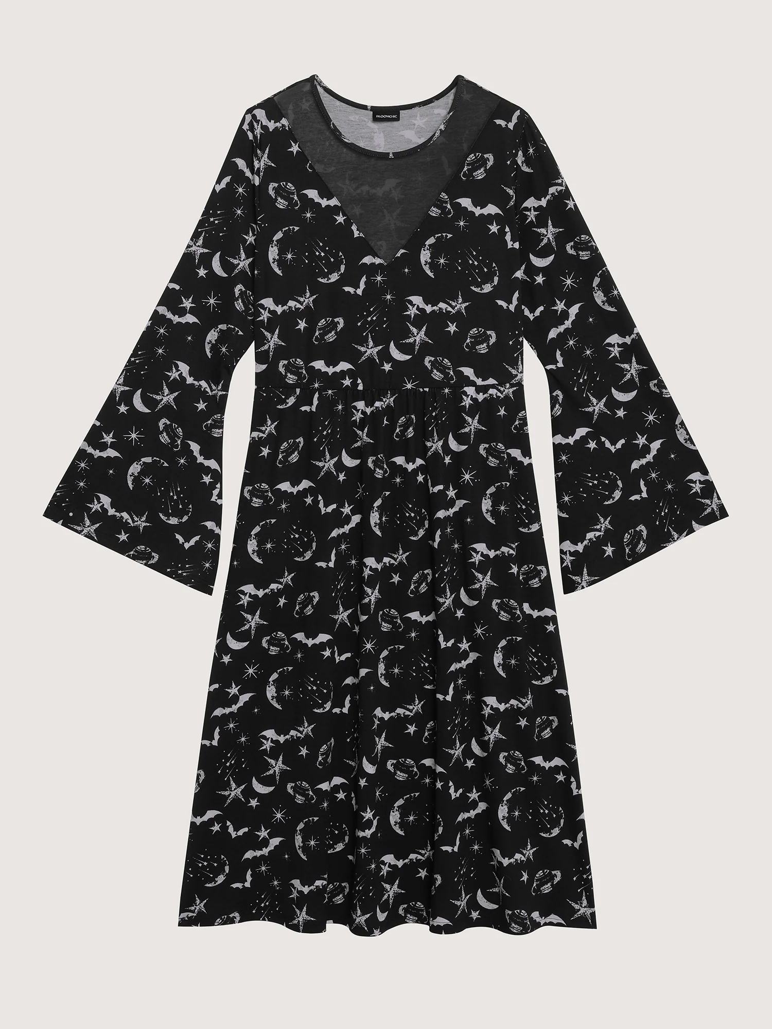 Celestial Halloween Print Sheer Pockets Maxi Dress - Image 5