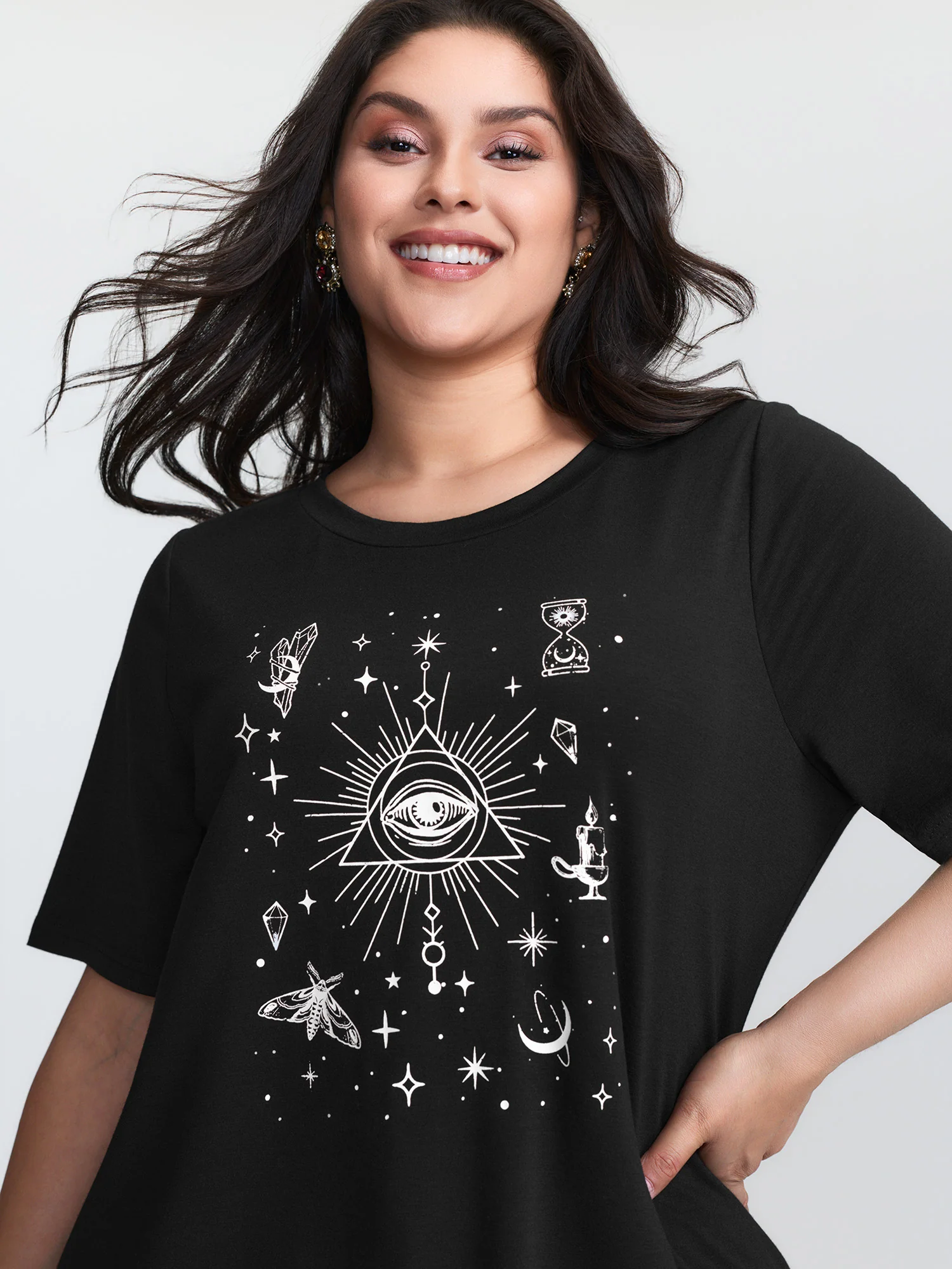 Celestial Print Round Neck T-Shirt - Image 2