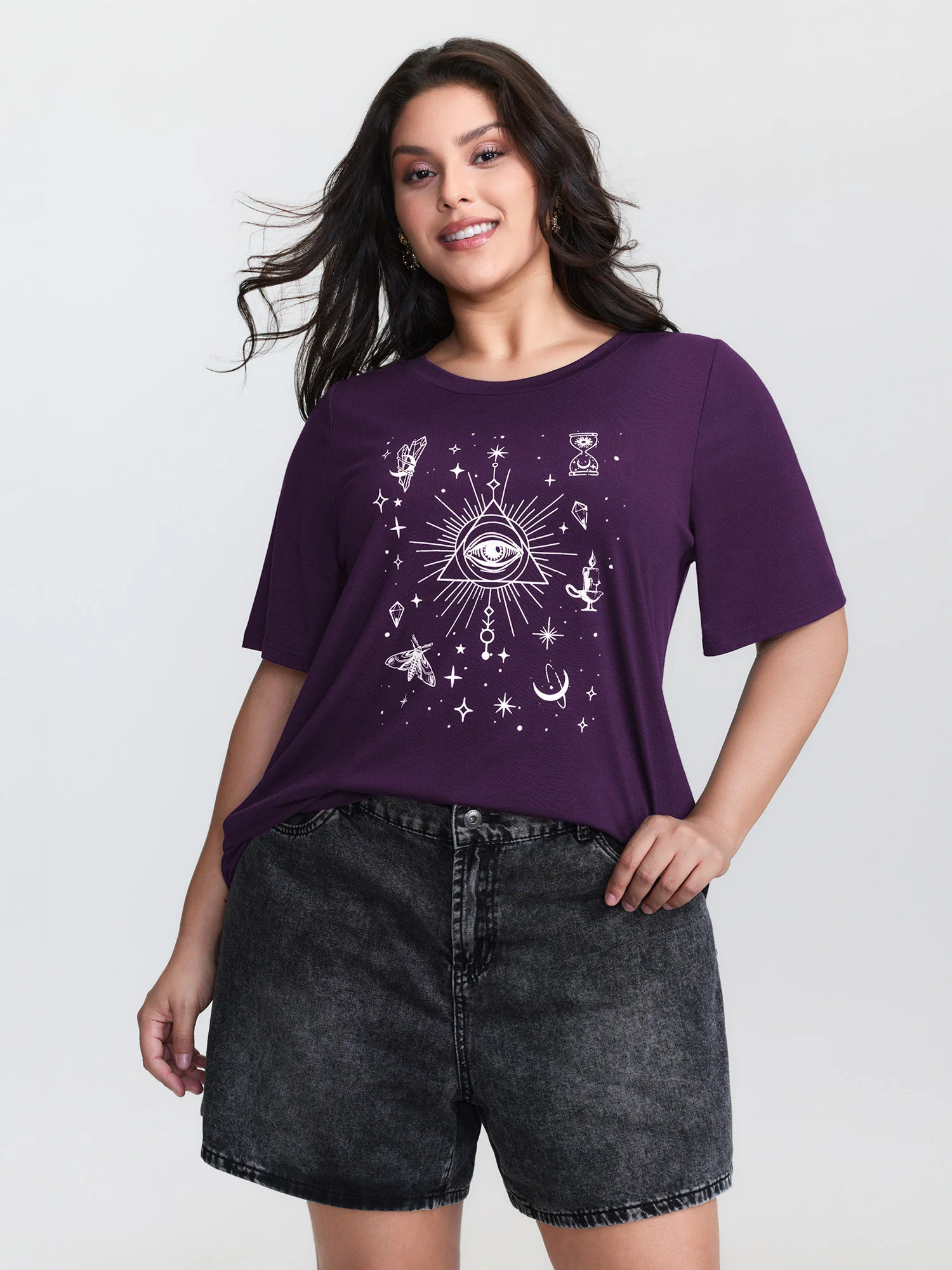 Celestial Print Round Neck T-Shirt - Image 7