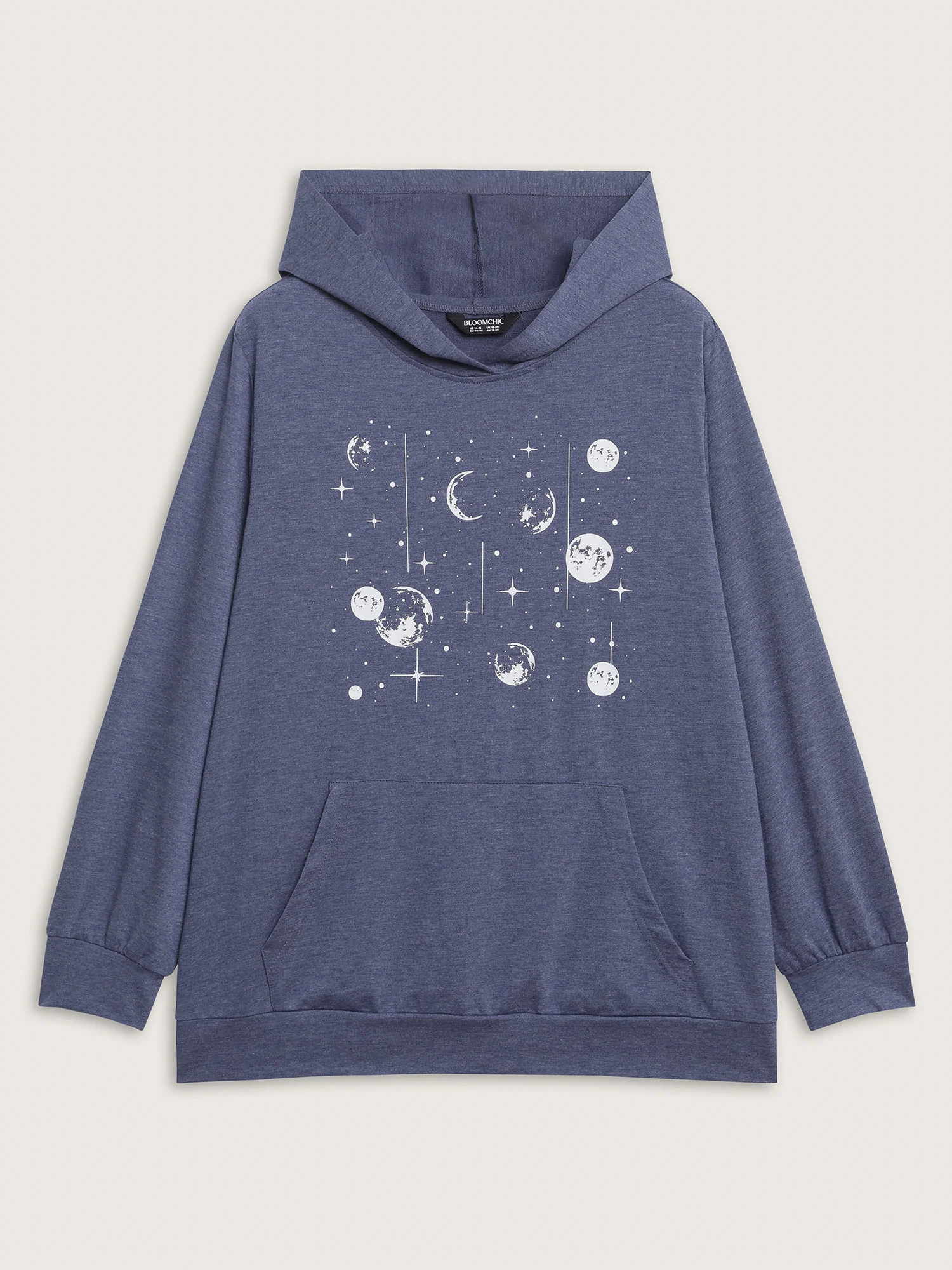 Celestial Print Solid Hoodie - Image 5