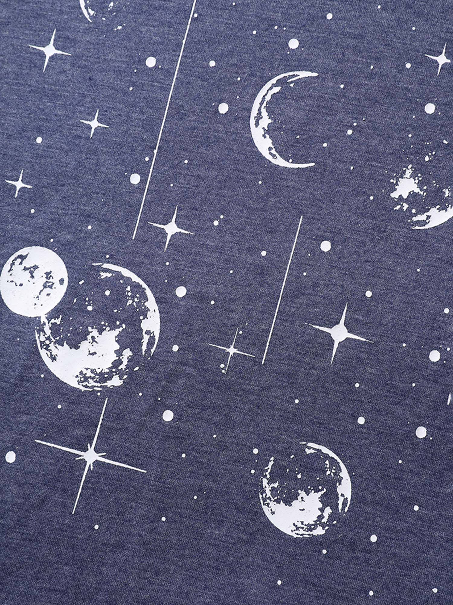 Celestial Print Solid Hoodie - Image 7