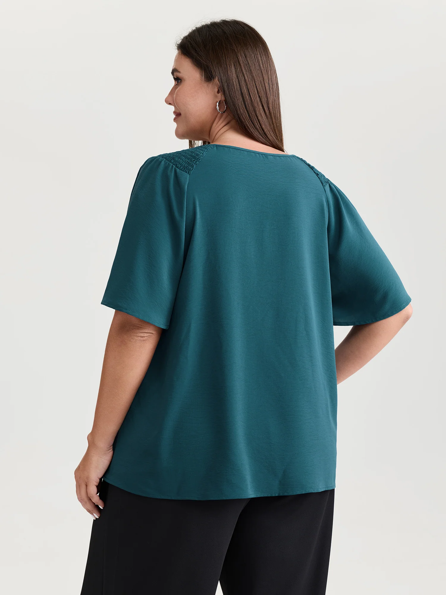 Chain Detail Shirred Shoulder Blouse - Image 4