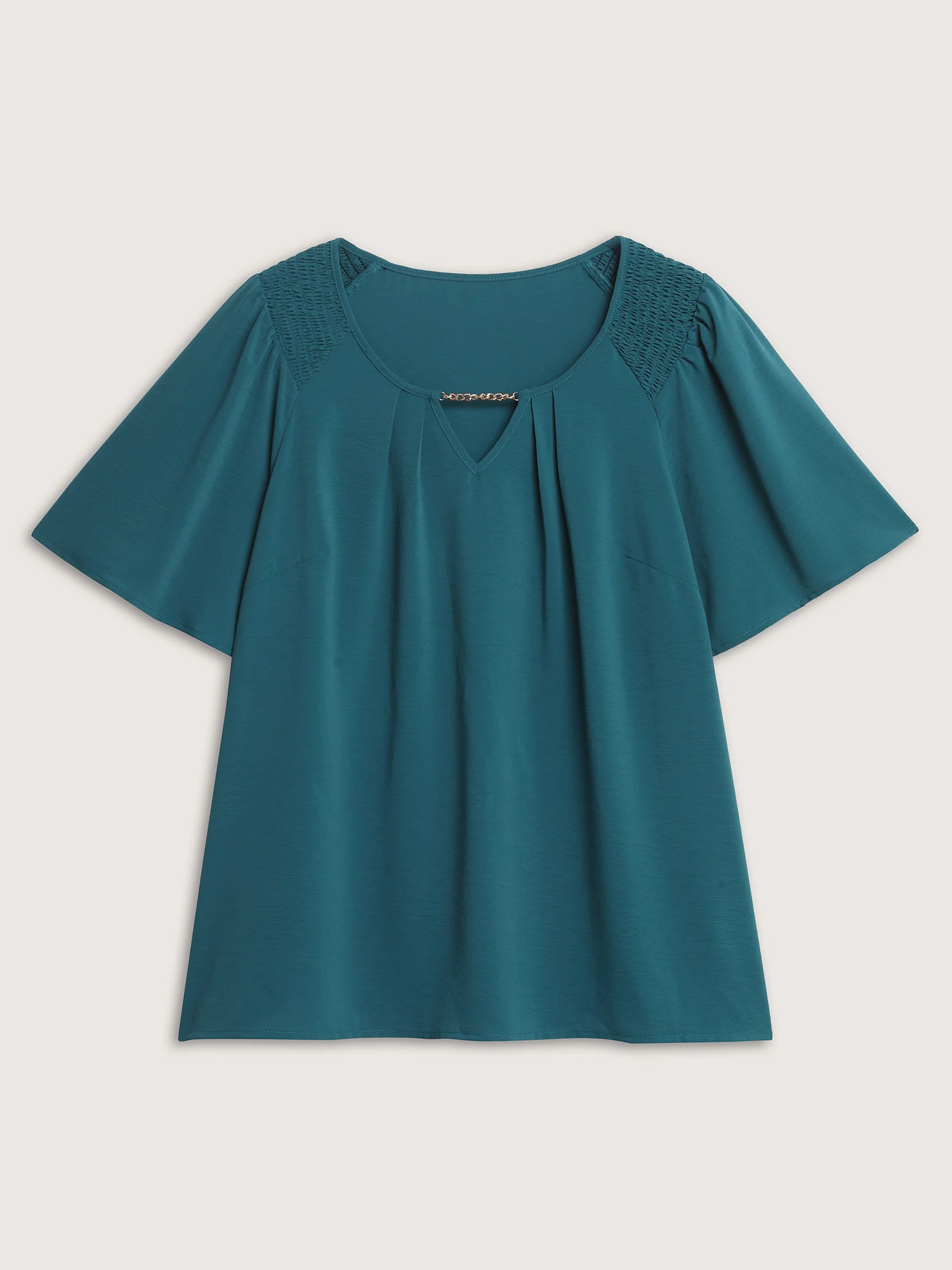 Chain Detail Shirred Shoulder Blouse - Image 7